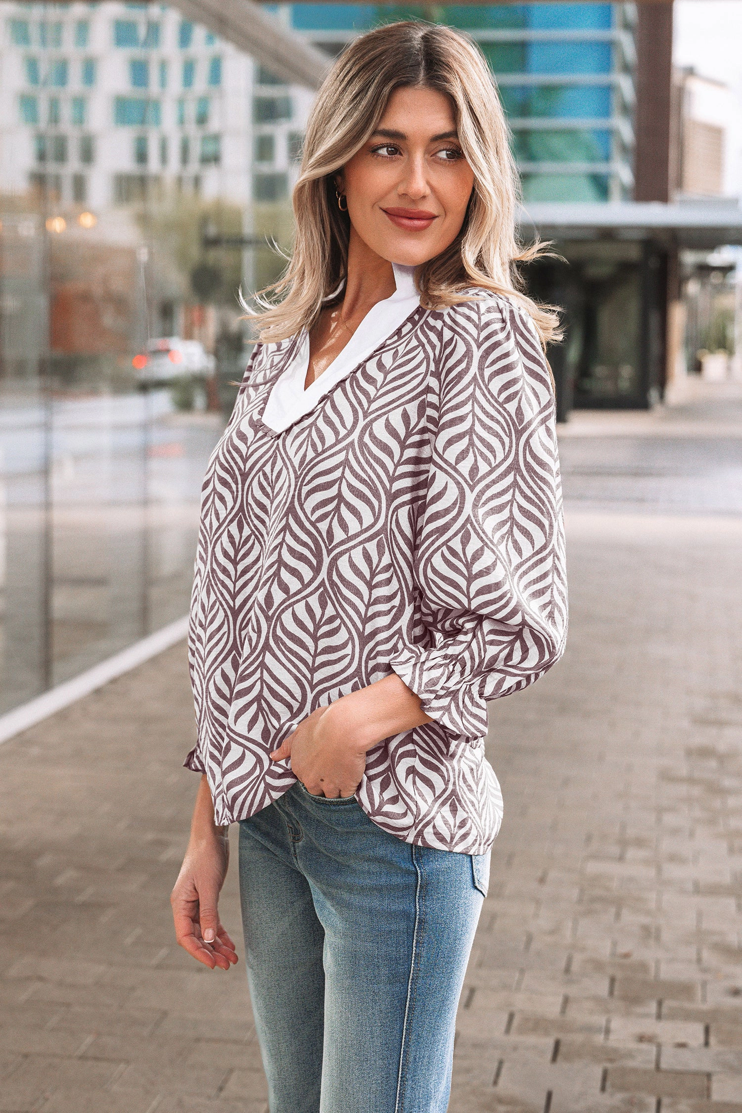 Threaded Pear Women's Phoebe Collar Puff Sleeve Top