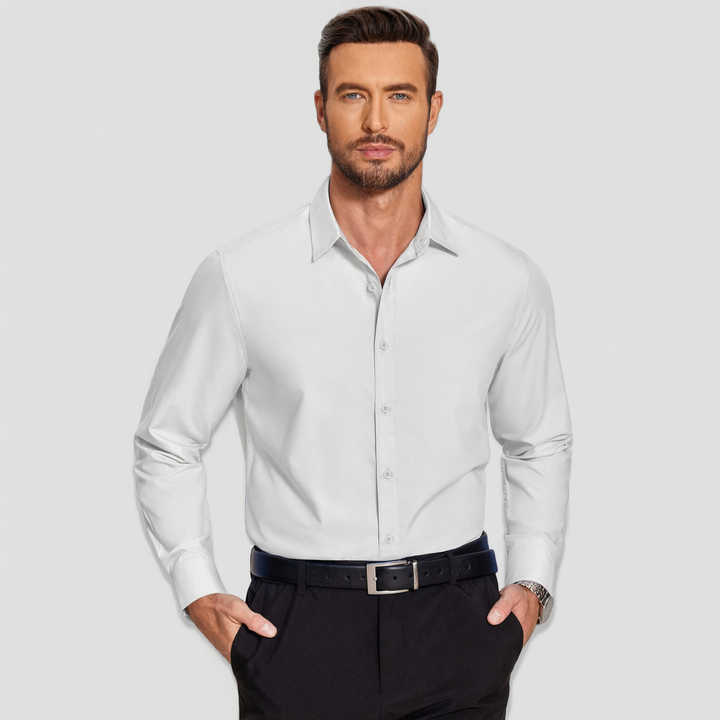 COOFANDY Men's Regular Fit Long Sleeve Collar Neck Dress Shirt