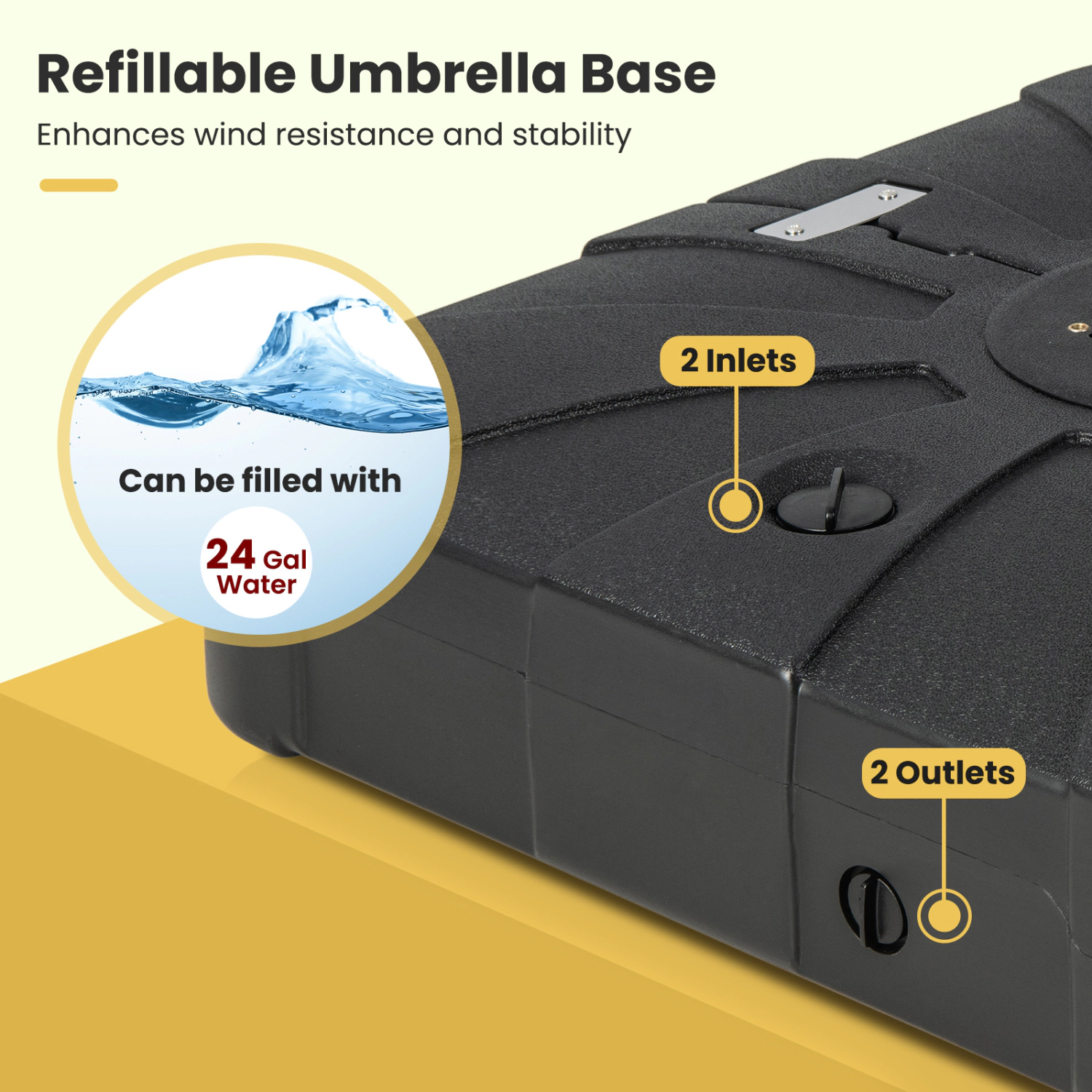 Slickblue Black Fillable Outdoor Umbrella Base with Wheels for Large Cantilever Umbrellas