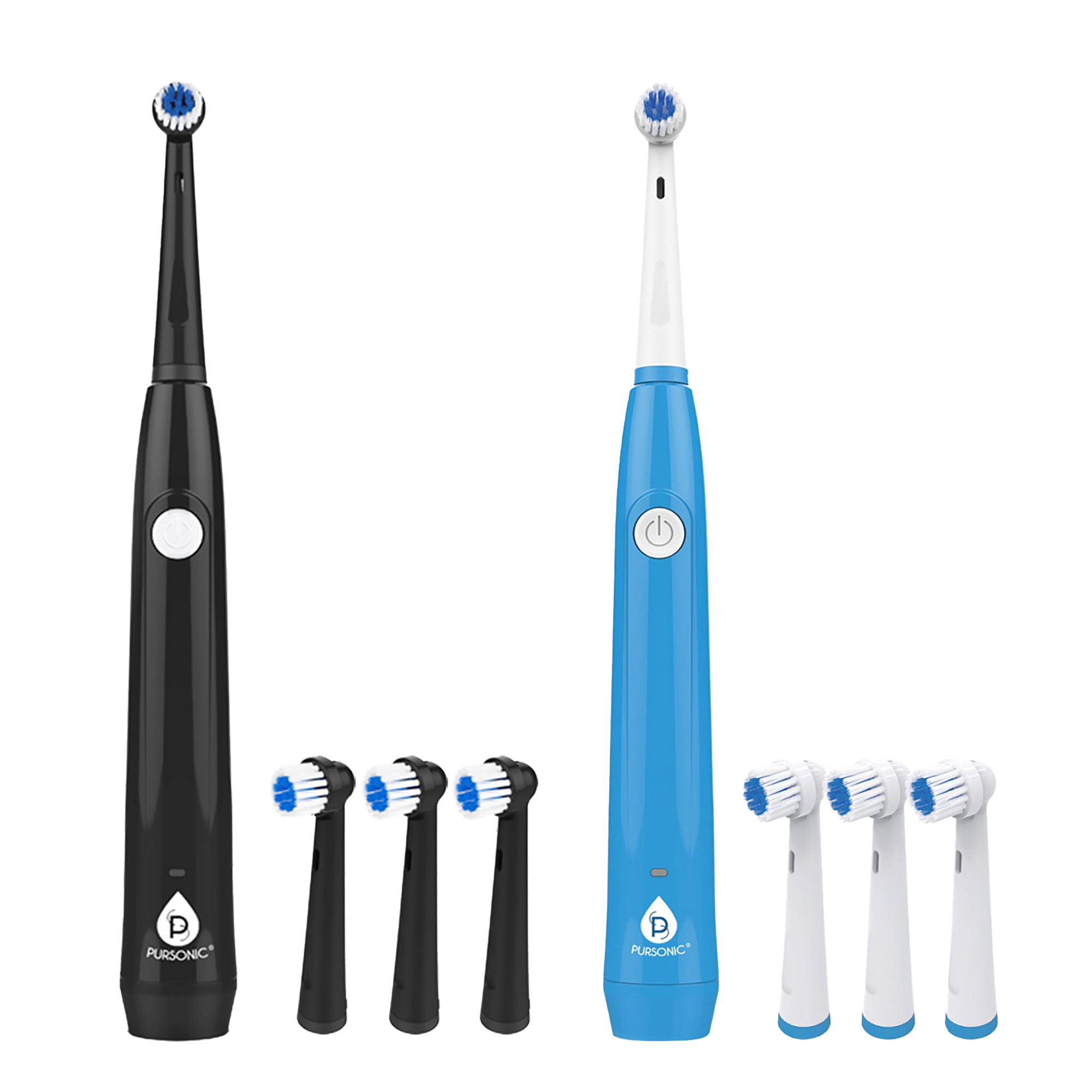 Pursonic Unisex Rechargeable Electric Toothbrush with Rotary Sonic Cleaning Technology, 3 Brush Heads & USB Charging