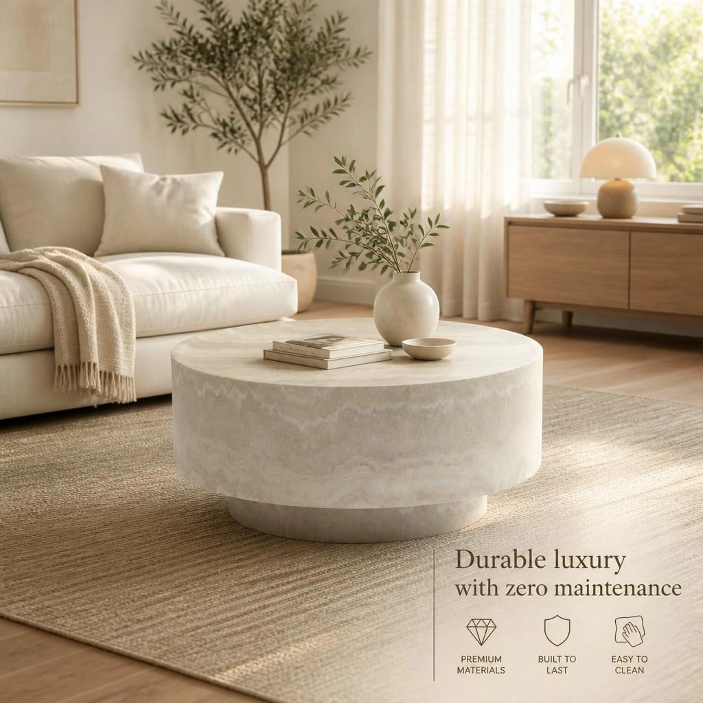 GOODSILO Round Low Height Fiberglass Coffee Table