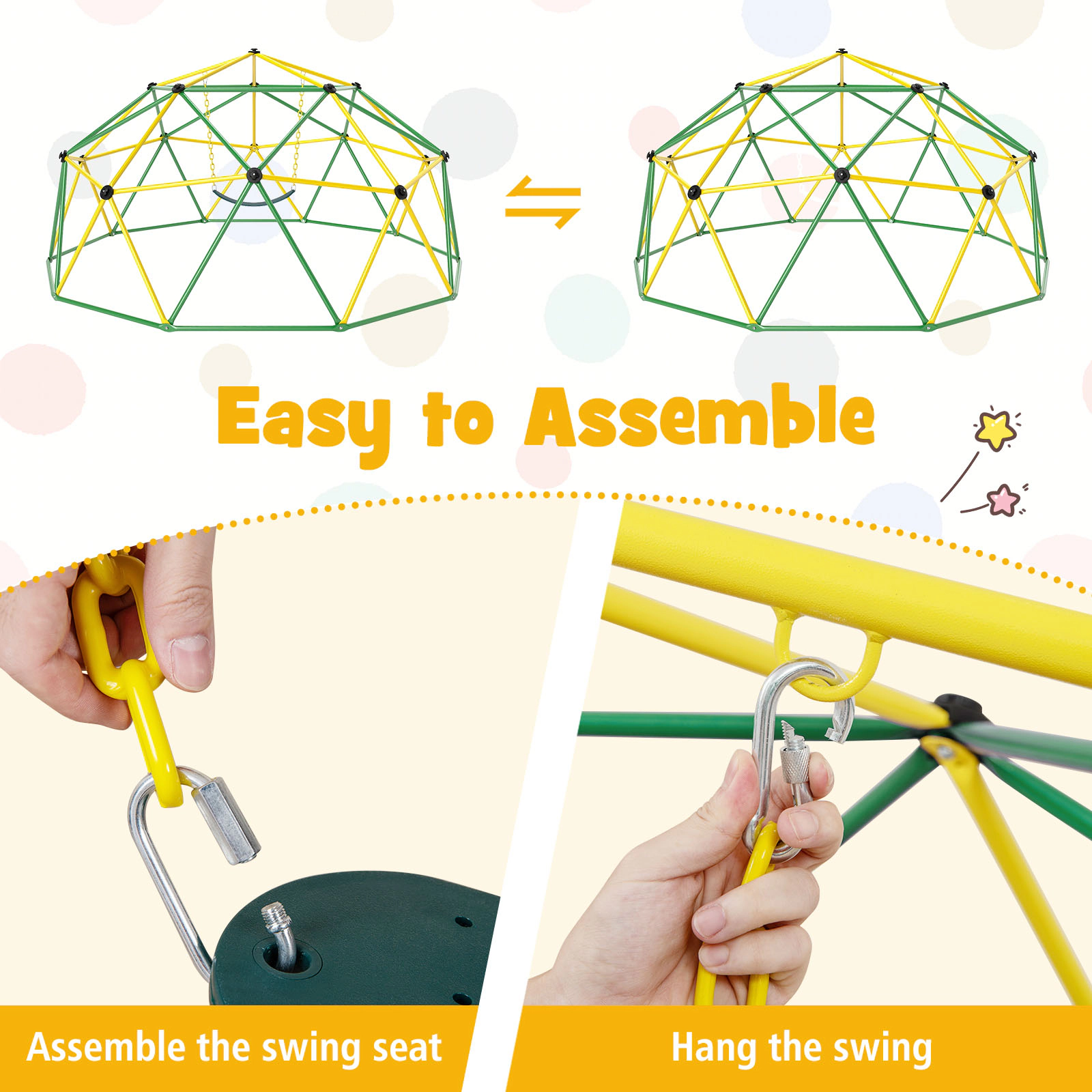 10-ft Climbing Dome Swing 800-lb Total Capacity Galvanized Steel Geometric Dome Climber for 6 Kids Ages 5-12 Green