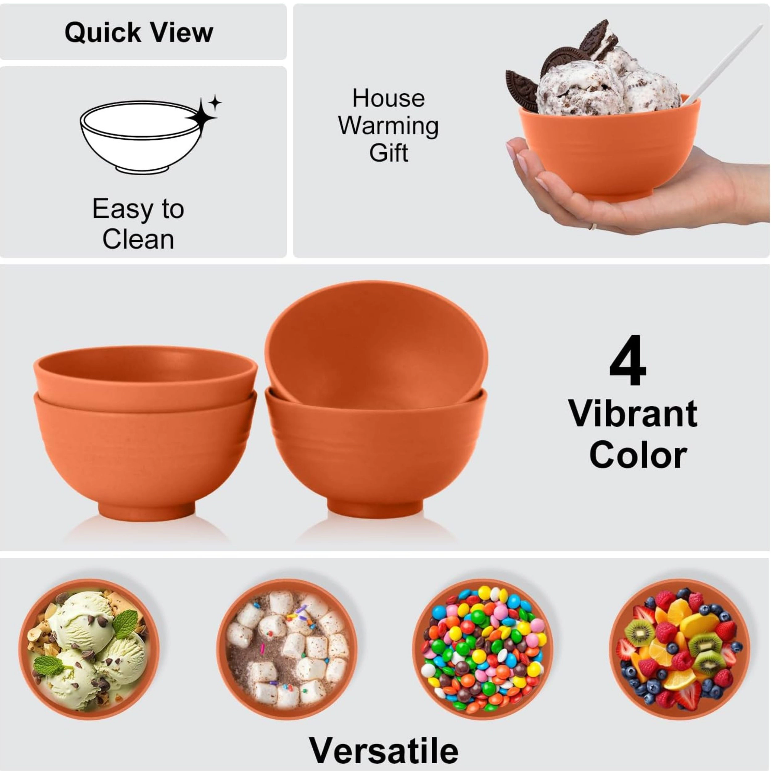 Stock Preferred Pack of 8 Wheat Straw Small Dessert and Snack Bowls 10 oz