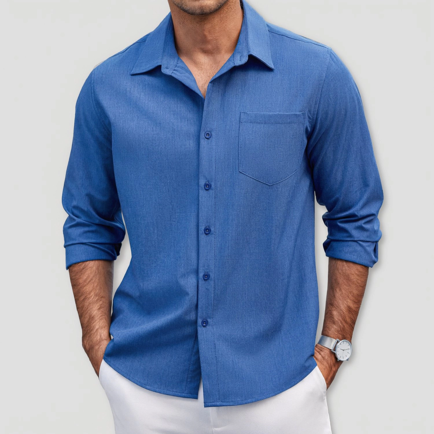 COOFANDY Mens Casual Long Sleeve Button Down Shirt Classic Collar Chest Pocket Tops