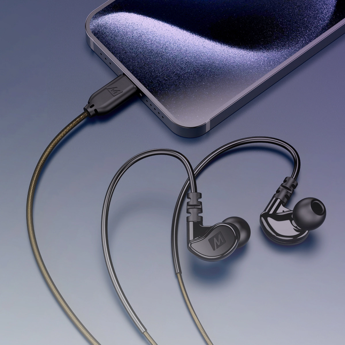 MEE audio M6 In-Ear Sports Headphones with Memory Wire and Headset (USB-C Plug)