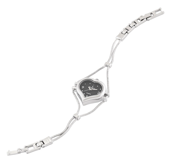 Peugeot Womens Silver Heart Shape Wire Watch with Black dial