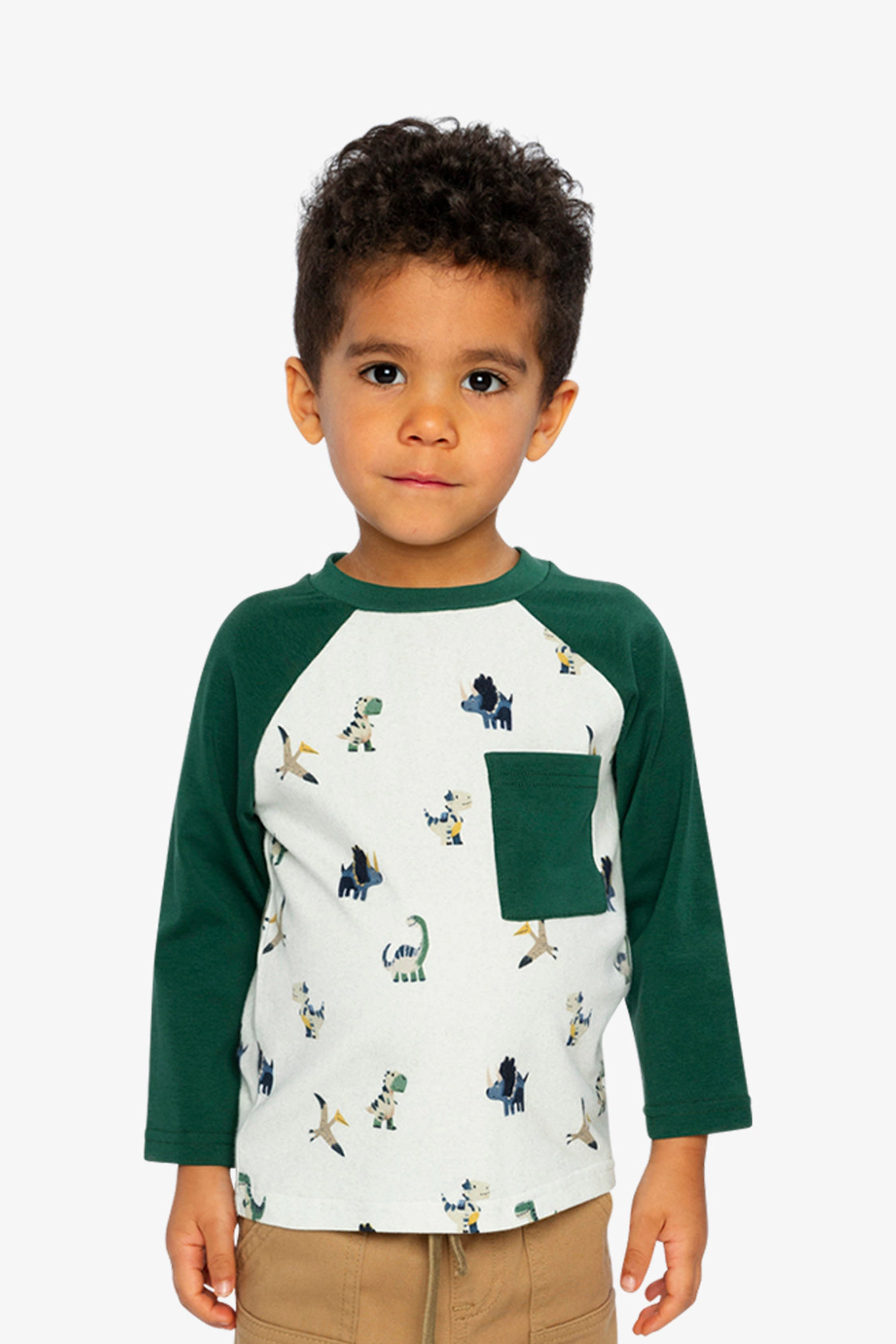 Deux par Boys Long Sleeve Raglan Dinosaur Print T-Shirt