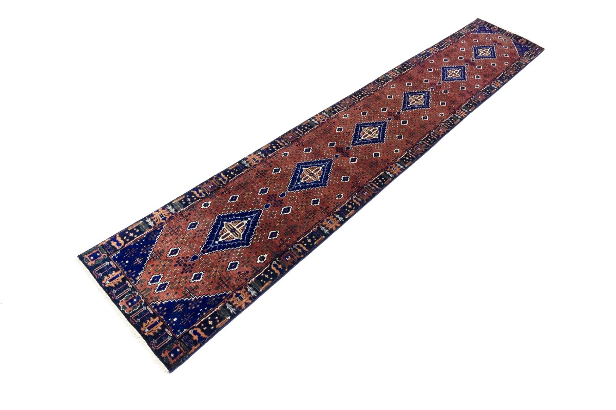 Magic Rugs Rust & Navy Tribal 2'5X14 Indo-Joshaghan Oriental Runner Rug