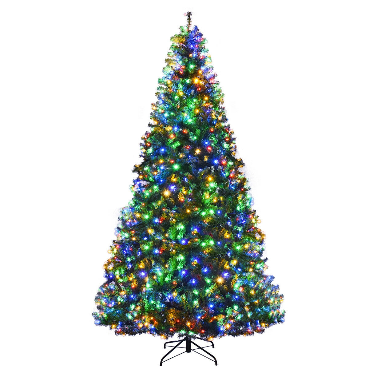 SUGIFT 9-ft Green Pre-Lit Hinged Artificial Christmas Tree with 1000 LED Lights 2944 Tips and 11 Patterns