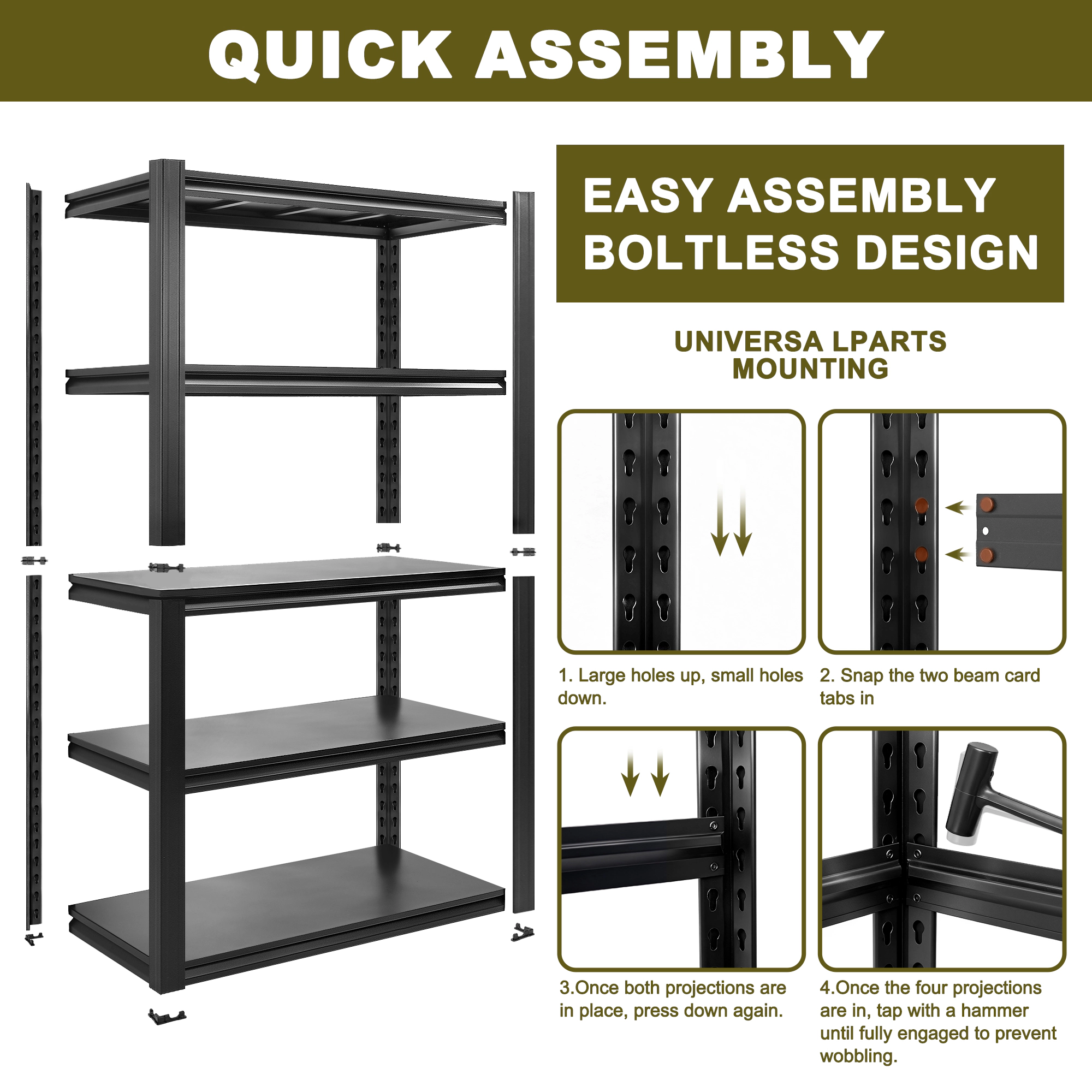 Flynama 5-Tiers Heavy Duty Steel Freestanding Garage Storage Shelving Unit in Black (47.2 in. W x 78 in. H x 23.6 in. D)