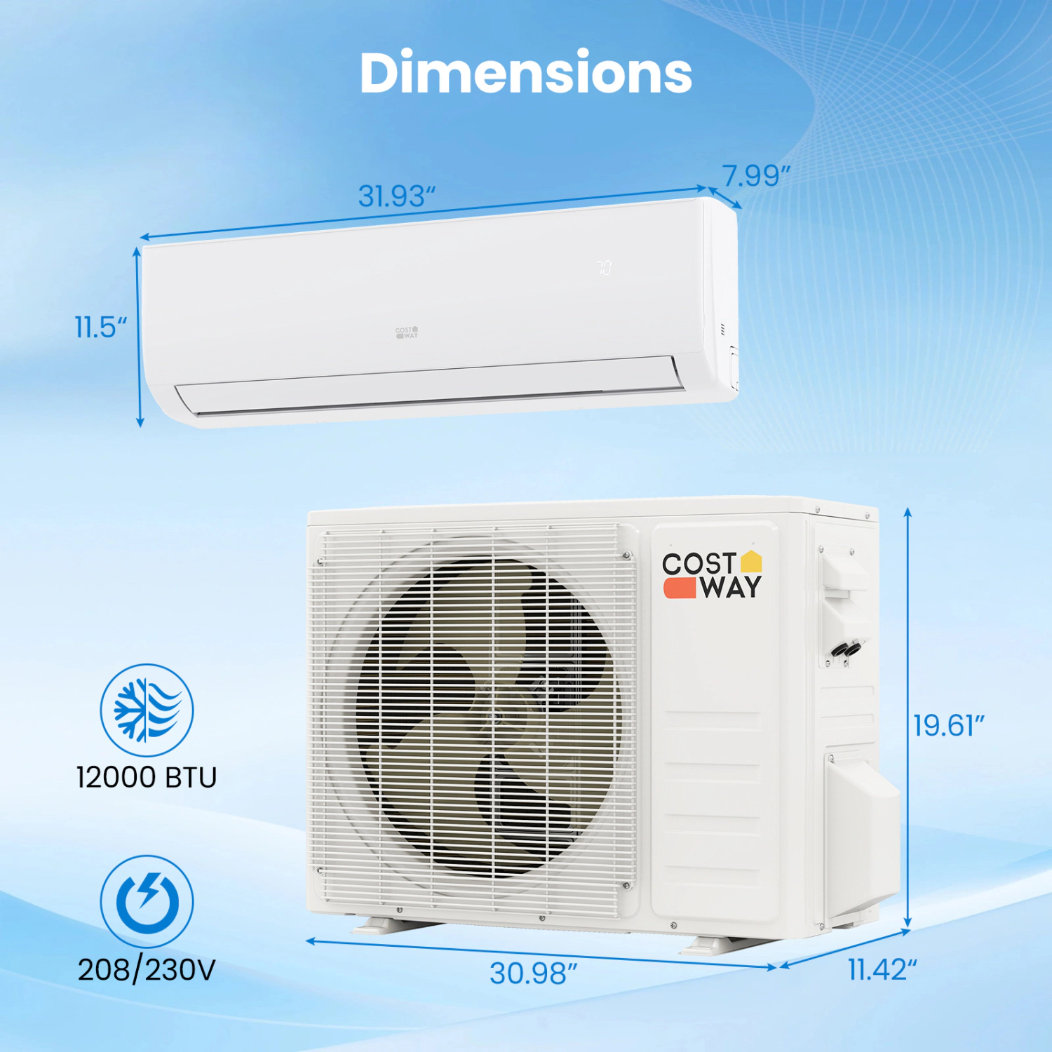 LJG EcoGuard Series 12000 BTU 20 SEER2 208-230V Mini Split Air Conditioner and Heater