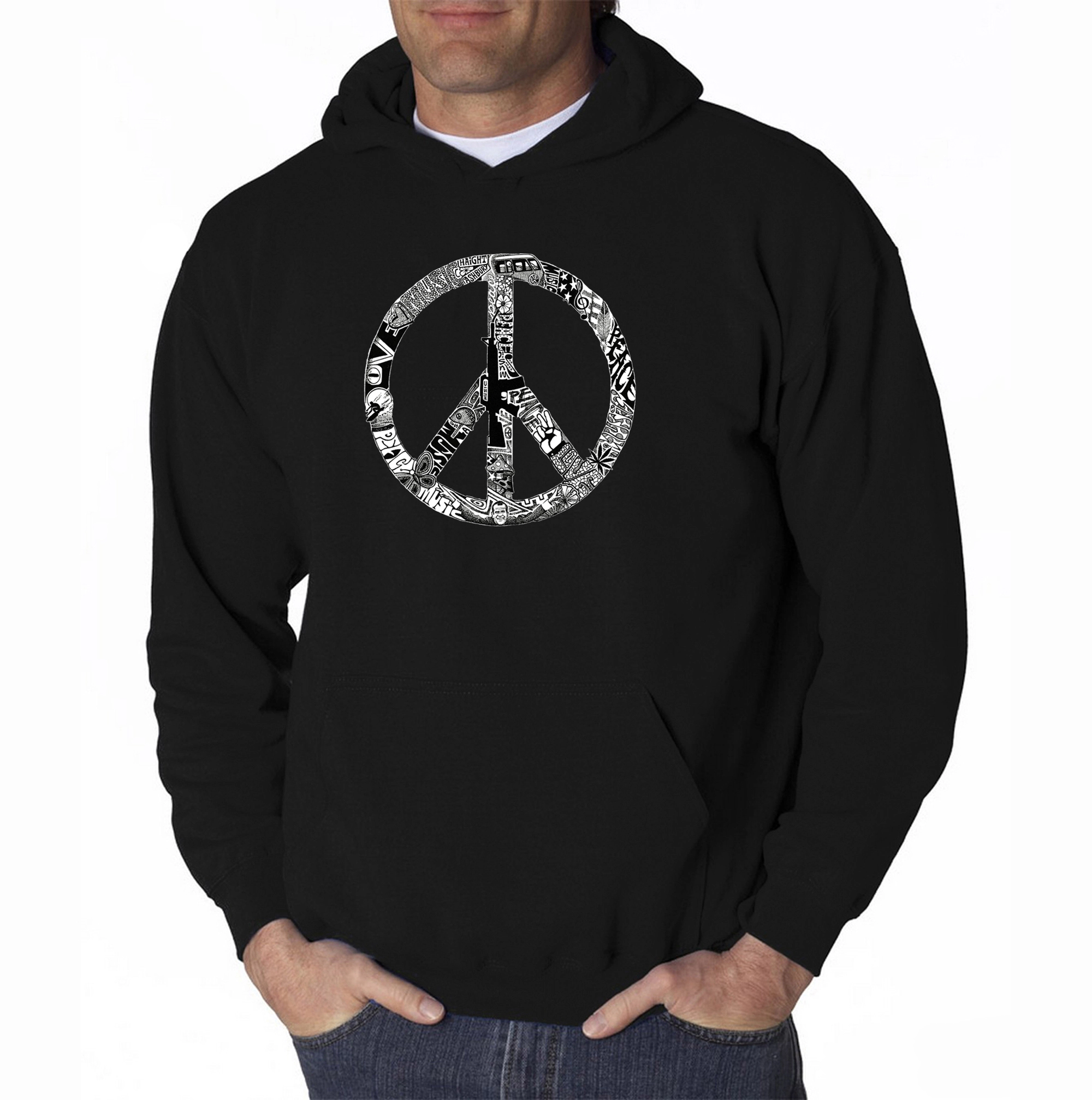 LA Pop Art Peace, Love, & Music - Mens Word Hooded Sweatshirt