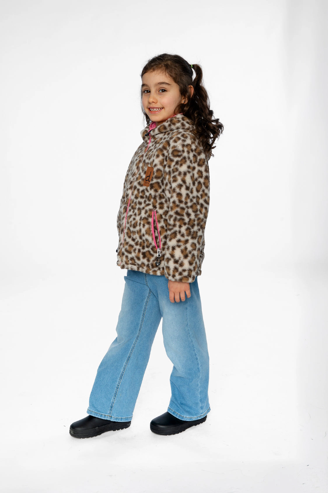 Deux par Girls Leopard Print Reversible Mid-Season Jacket