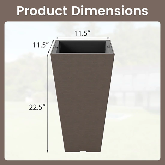 Hivvago Set of 2 Square Taper Planter with Removable Inner Bucket and Optional Drainage Hole