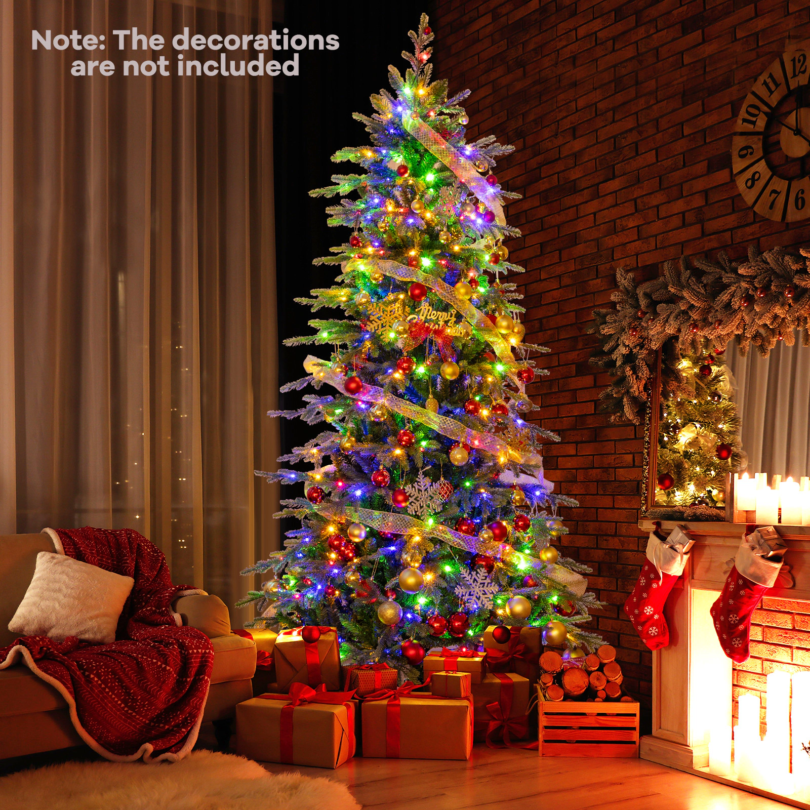 LJG Pre-Lit Artificial Christmas Tree with Warm White LED Lights