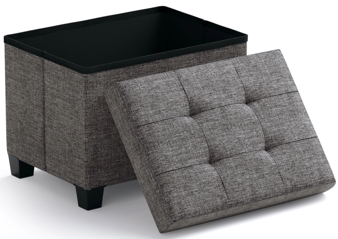 Ornavo Home Small Rectangle Storage Ottoman Foot Stool with Legs - 16" x 12"