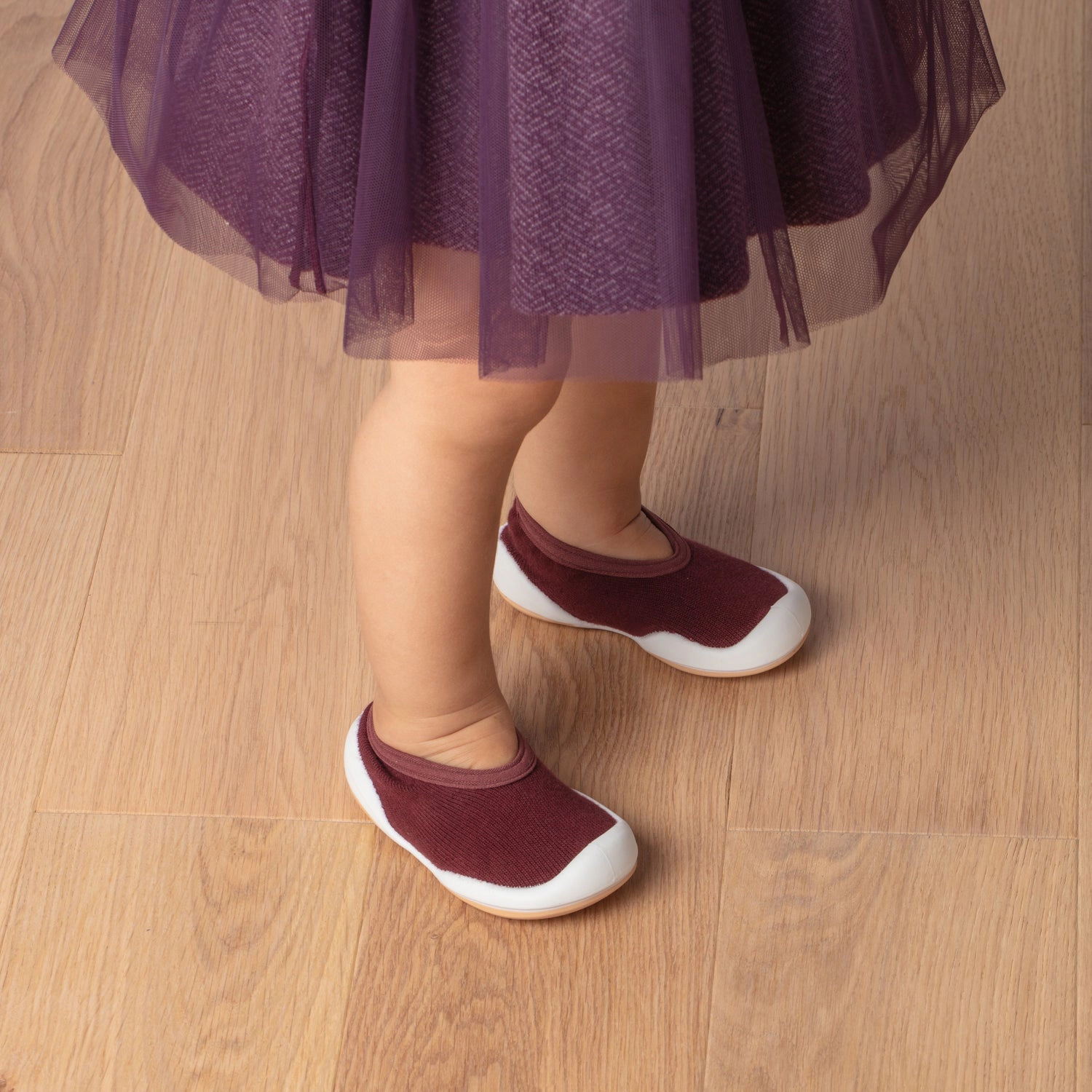 Toddler Breathable Washable Non-Slip Sock Shoes Flat-Plum