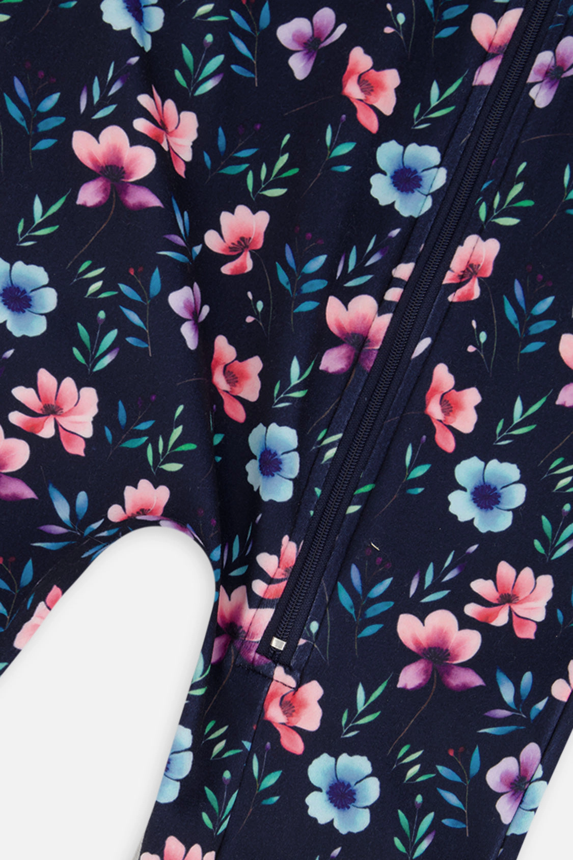 Deux par Girls One Piece Floral Print Asymmetric Zip Thermal Underwear