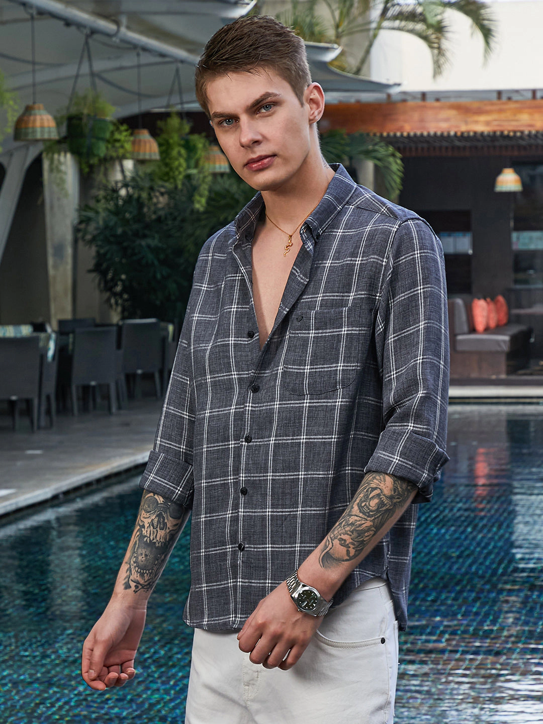 Campus Sutra Men's Bigraph-Check Shirt