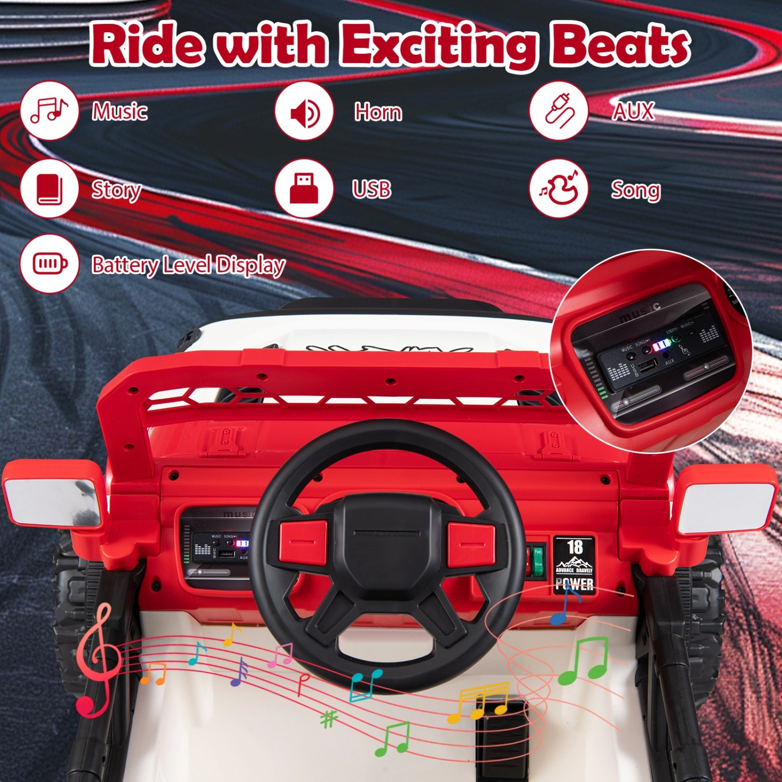 12V Kids Ride On Truck Parent Remote 3 Speeds 4-Wheel Suspension Lockable Doors Ages 3-5 Red Electric Car