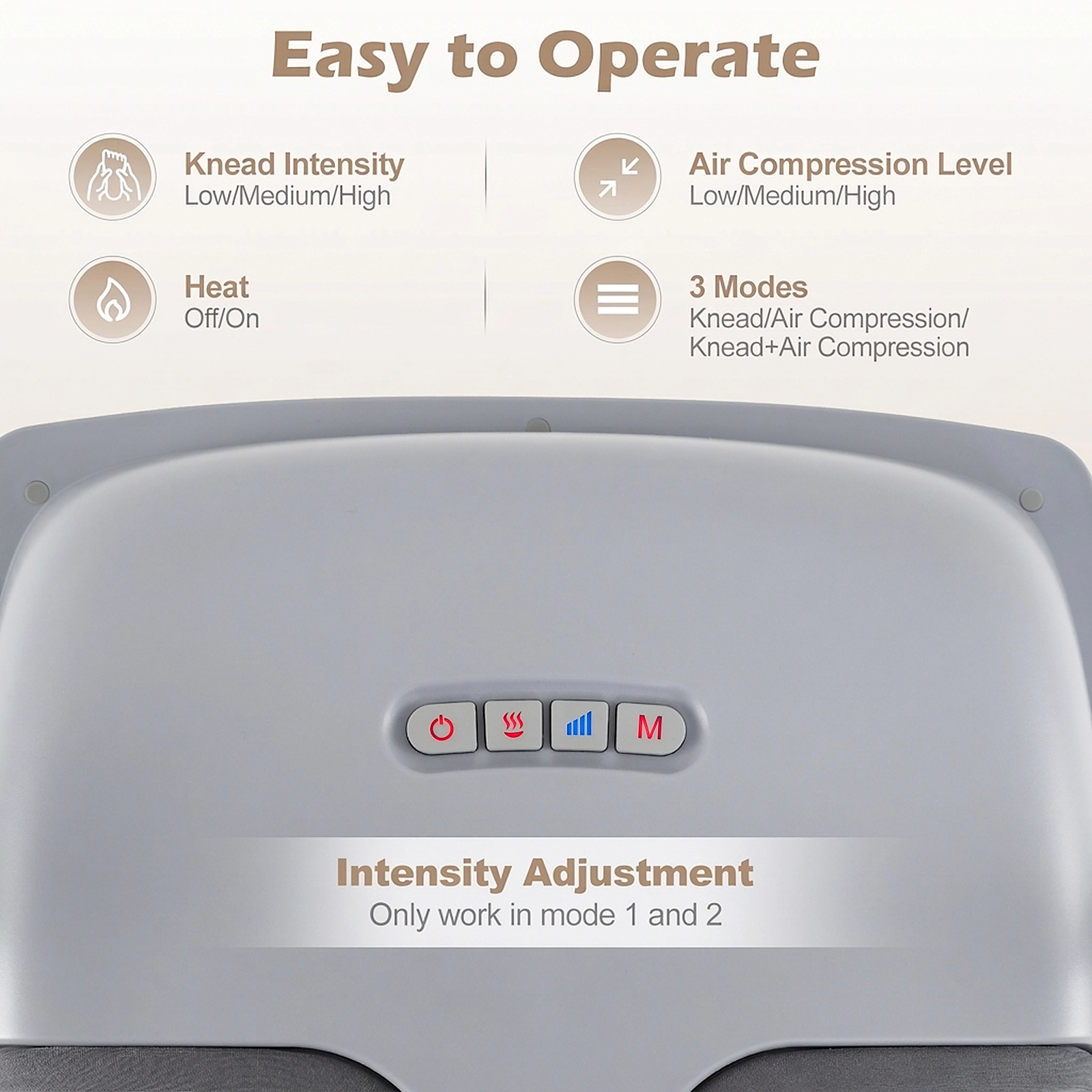 SUGIFT Gray Shiatsu Foot Massager with 3-Level Kneading and Air Compression 16-in W 16-in D 11.5-in H