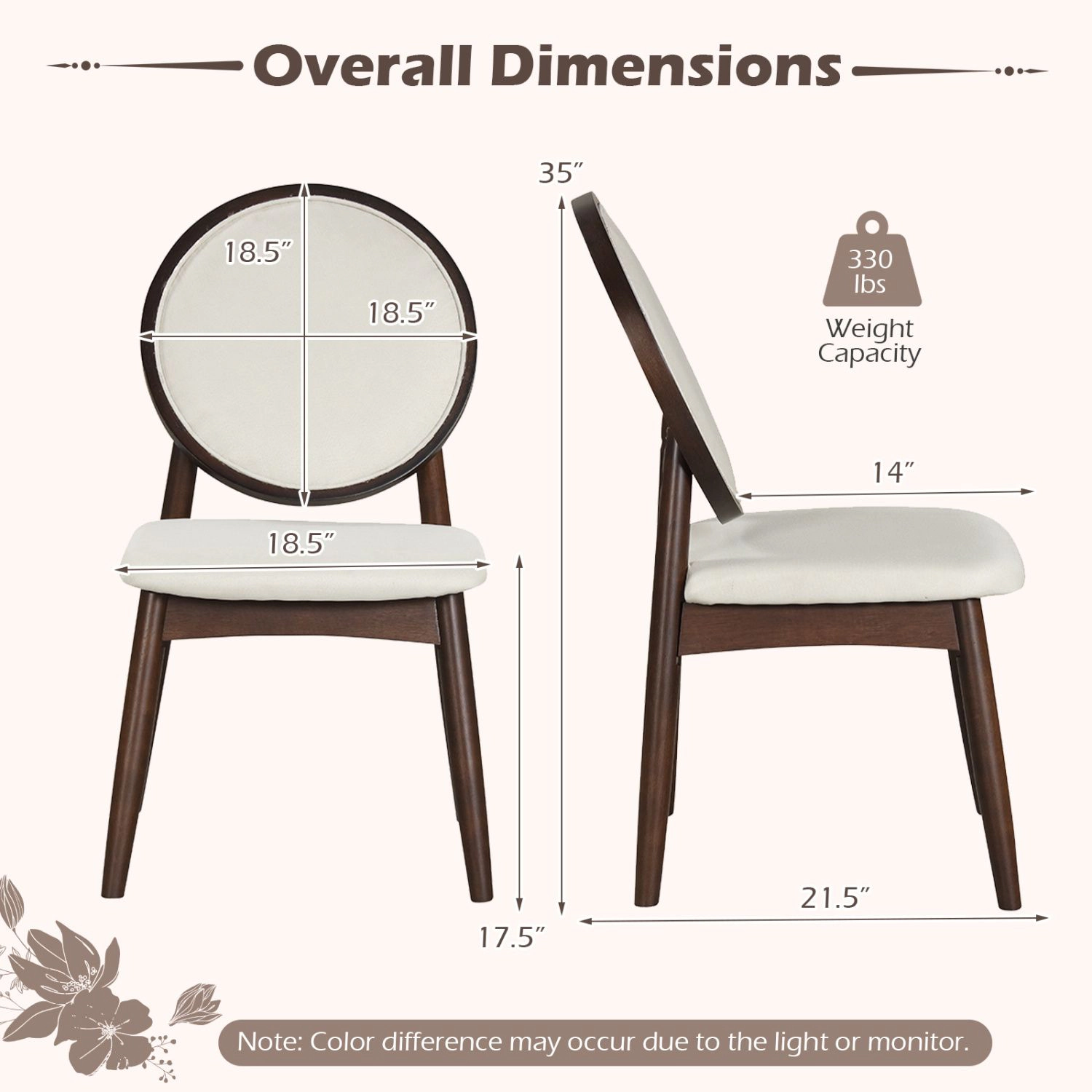 SlickBlue Mid-Century Dining Chairs with Linen Upholstery Set of 2