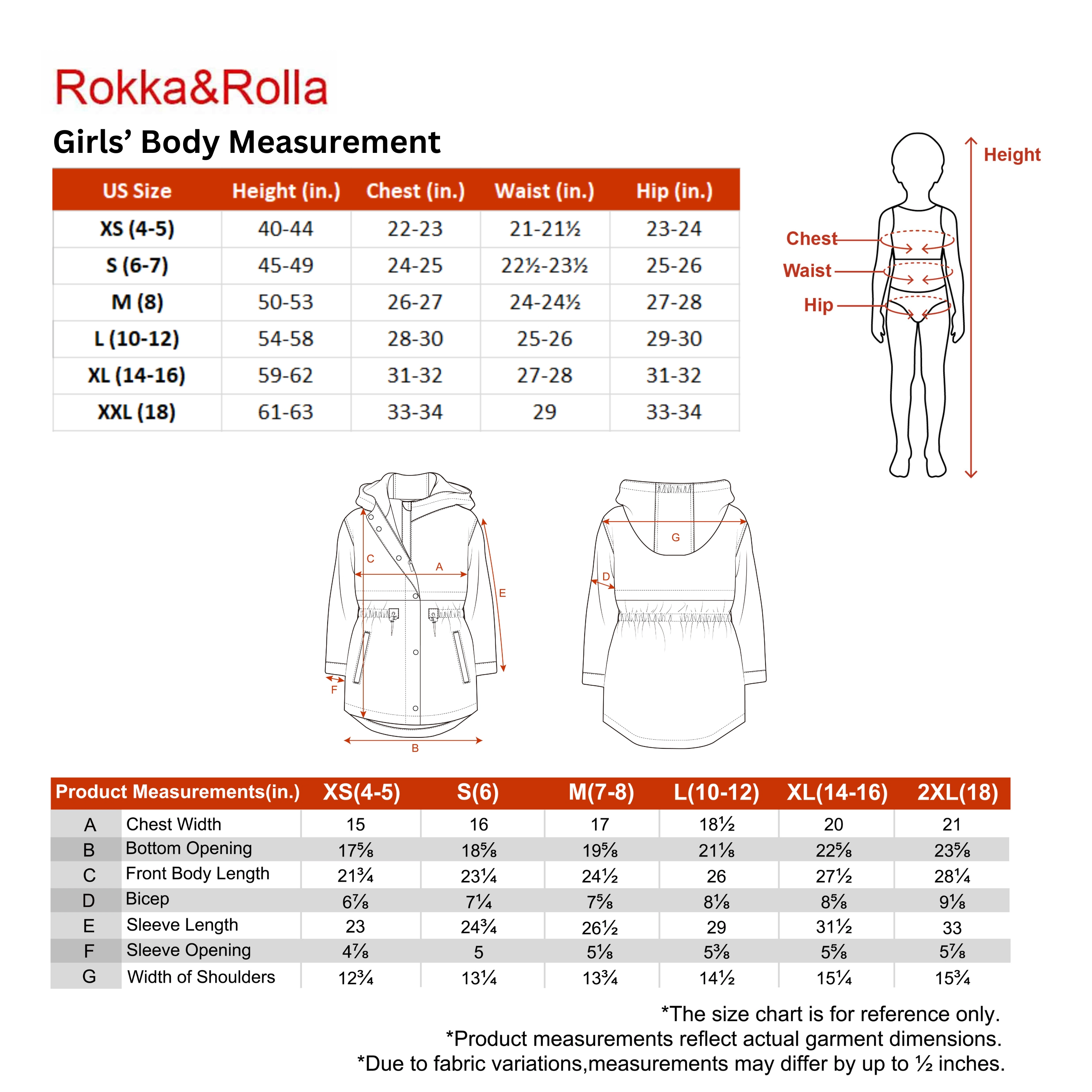 Rokka&Rolla Little & Big Kid Girls Casual Hooded Trench Coat Jacket