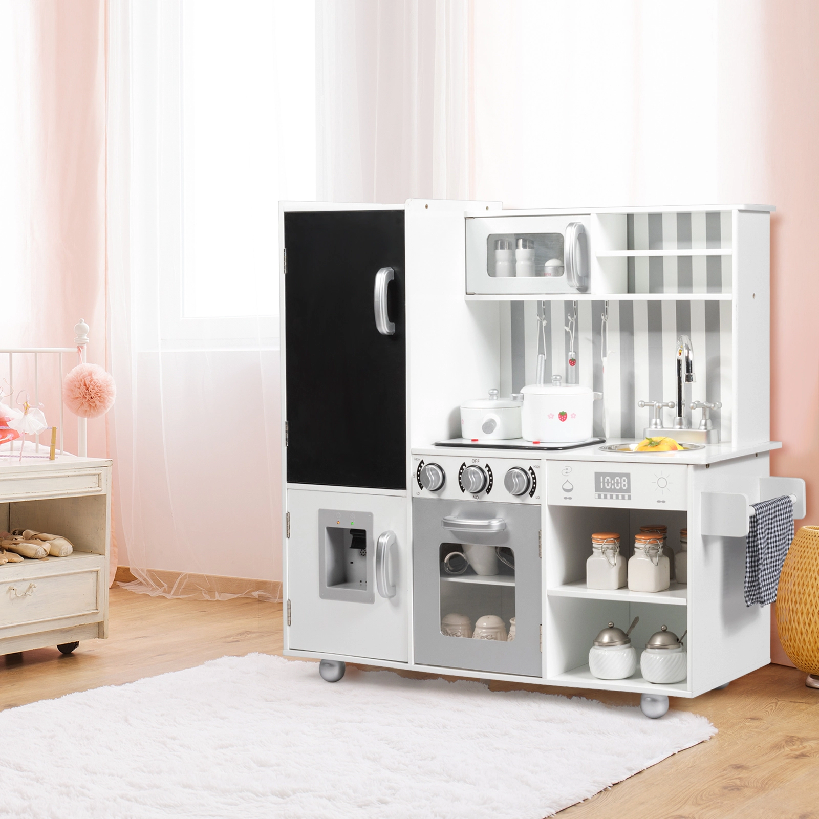 Hivvago Wooden Pretend Play Kitchen Sets with Simulated Sound