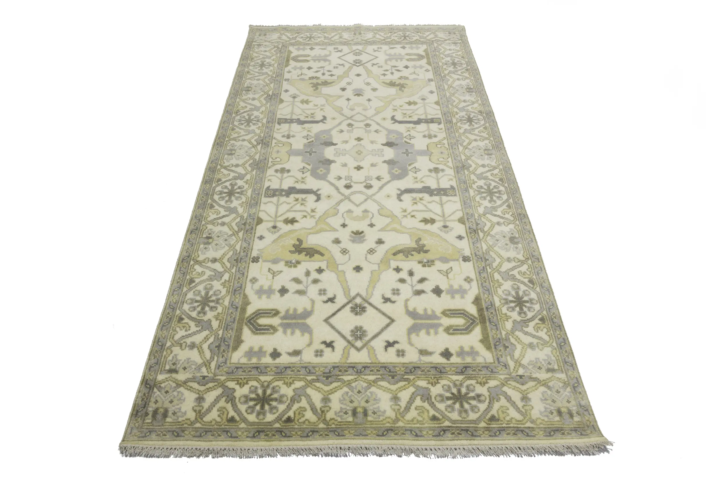 Magic Rugs Cream Floral 6X12 Oushak Oriental Runner Rug