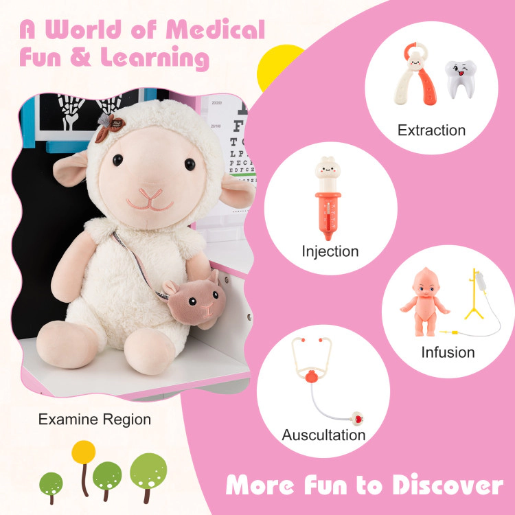 Hivvago Play Doctor's Office Wood Medical Center Toy Set with Examine Region