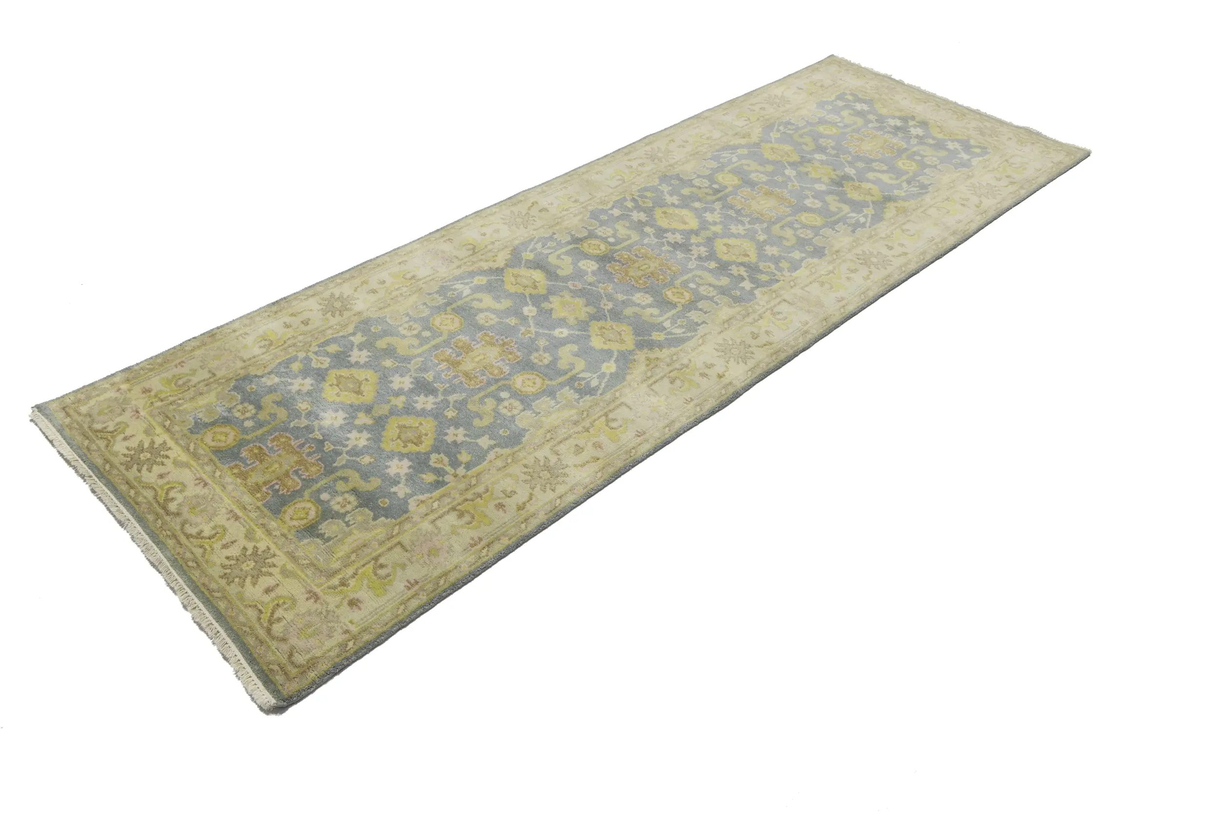 Magic Rugs 4'1 X 11'6 Gray & Beige Hand Knotted Oushak Wool Runner Rug