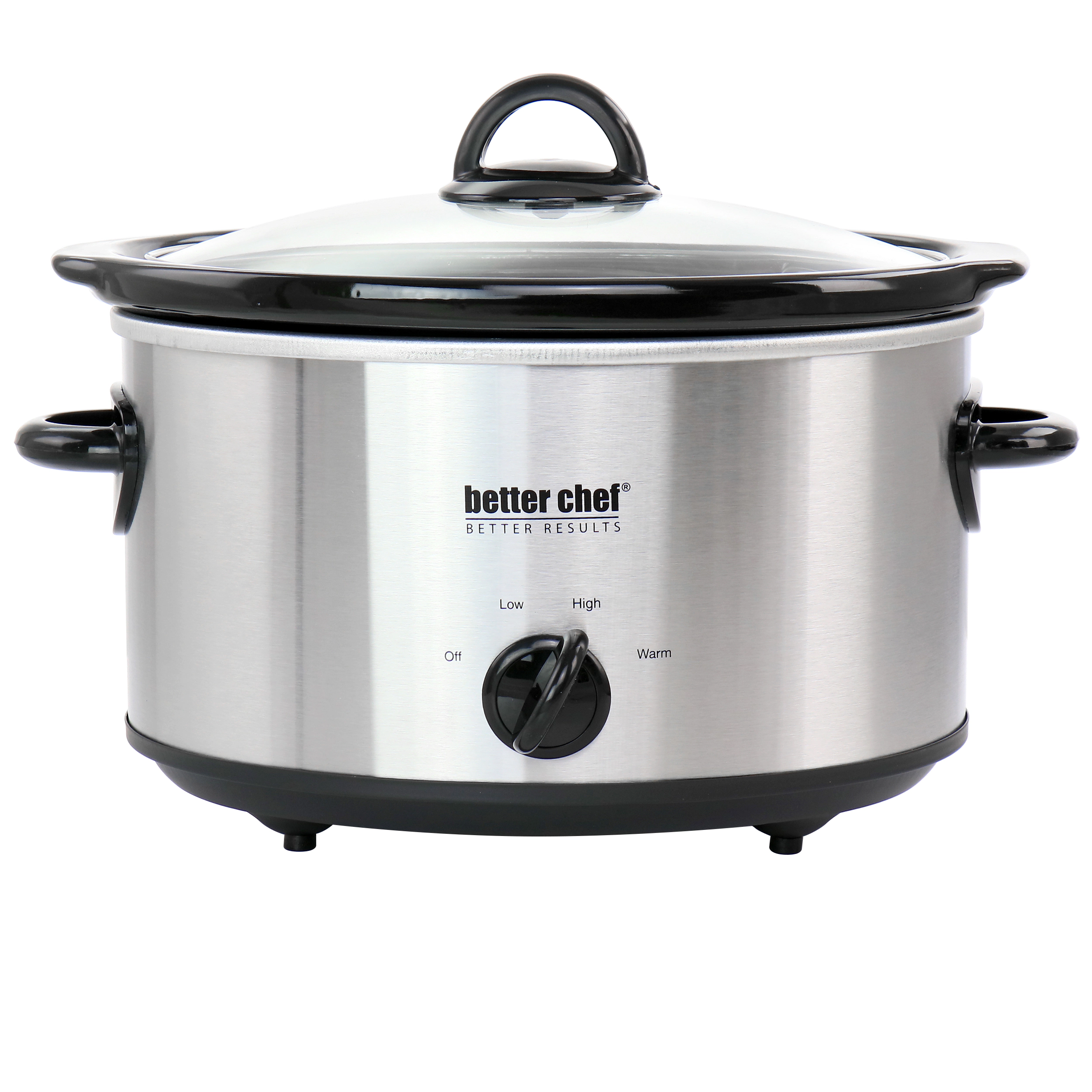 Better Chef Quart Oval Slow Cooker with Removable Stoneware Crock in Stainless Steel