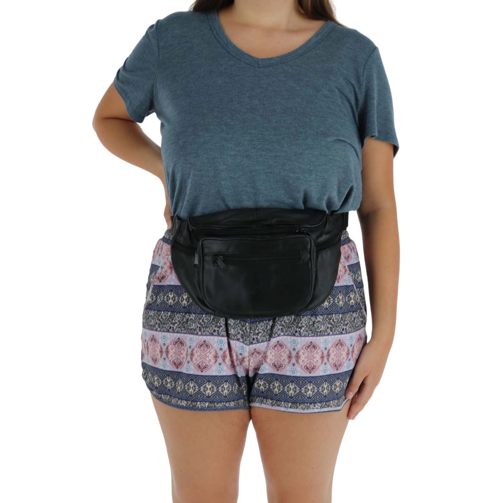 CTM Leather Multi Pocket Fanny Waist Pack