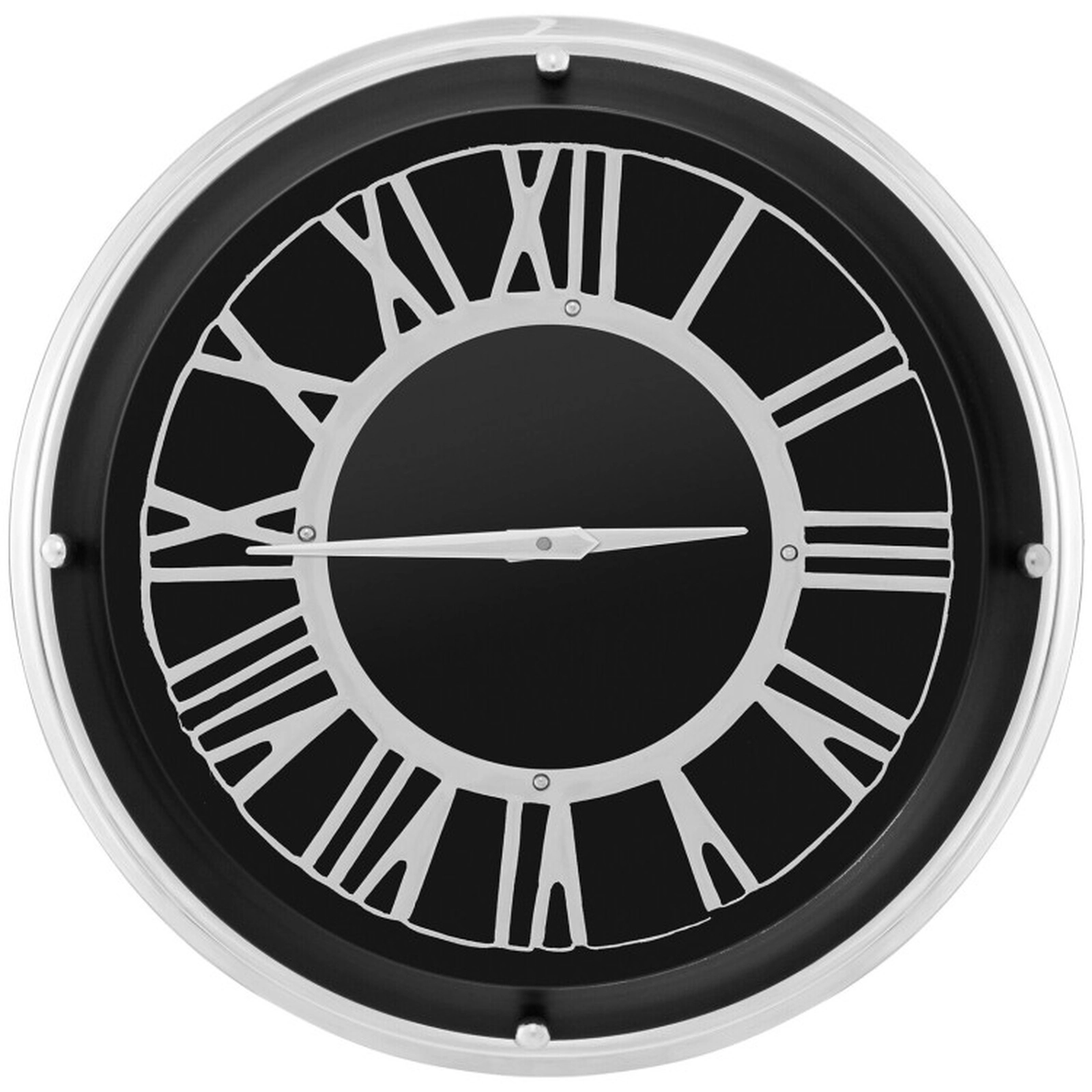 SUGIFT 17.5-in Non-Ticking Quartz Stainless Steel Frame Silent Wall Clock 5.5-in Deep 6.5-lb 1 AA Battery Silver