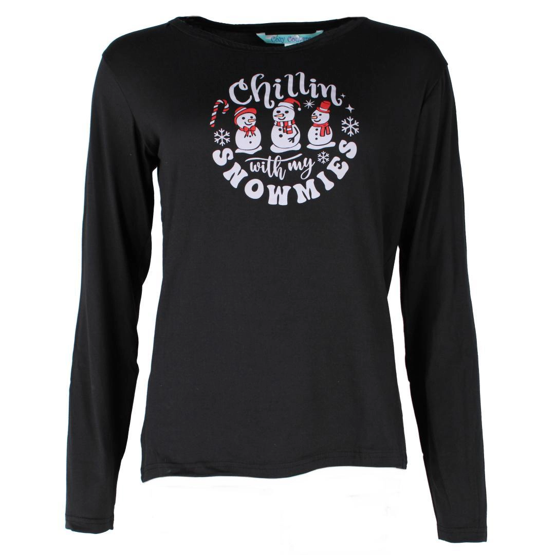 Cozy Couture Women's Chilling with my Snowmies Plus Size Pajama Set
