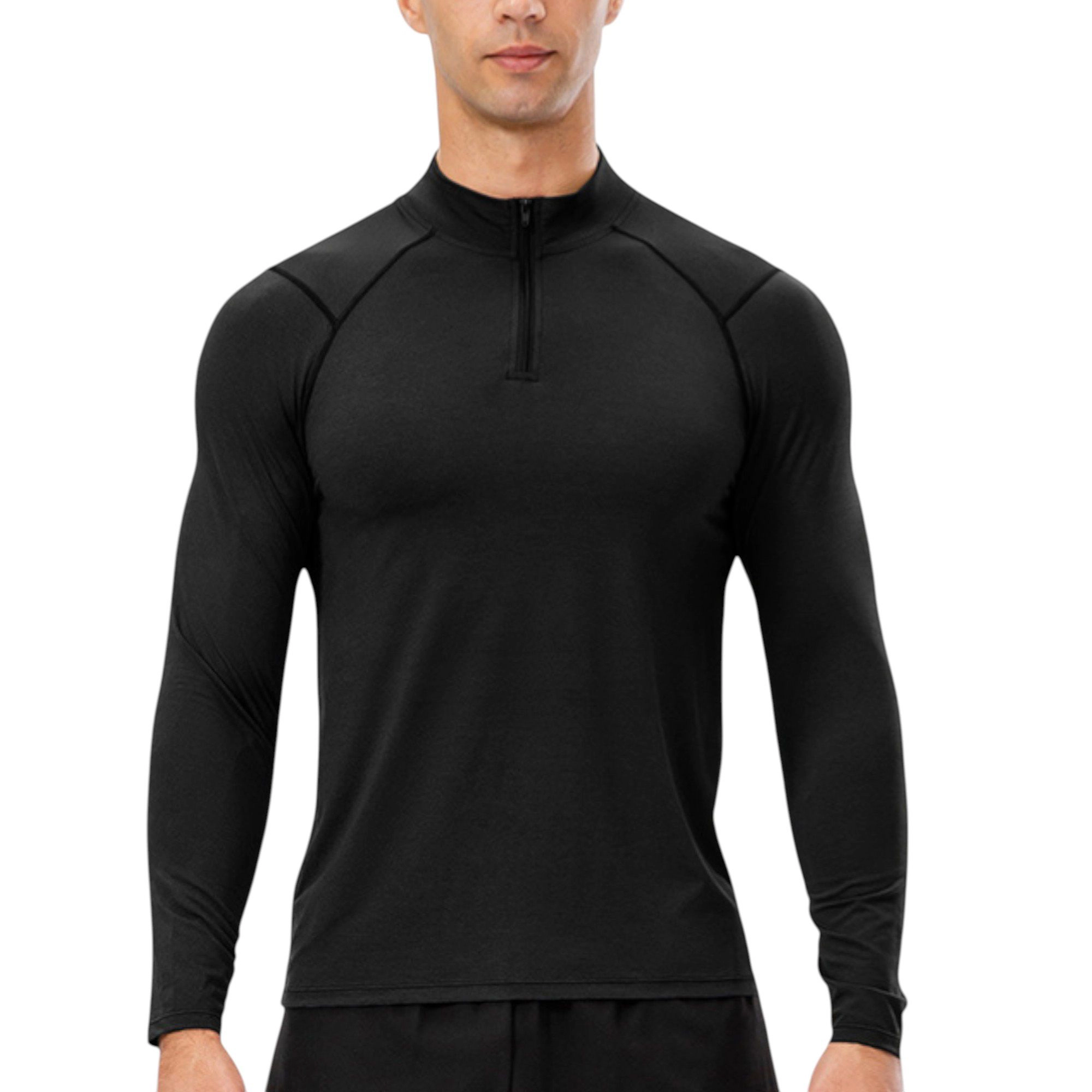 Anna-Kaci Men's Long Sleeve Quarter-Zip Top with Athletic Fit and Raglan Sleeves for Training or Casual Wear