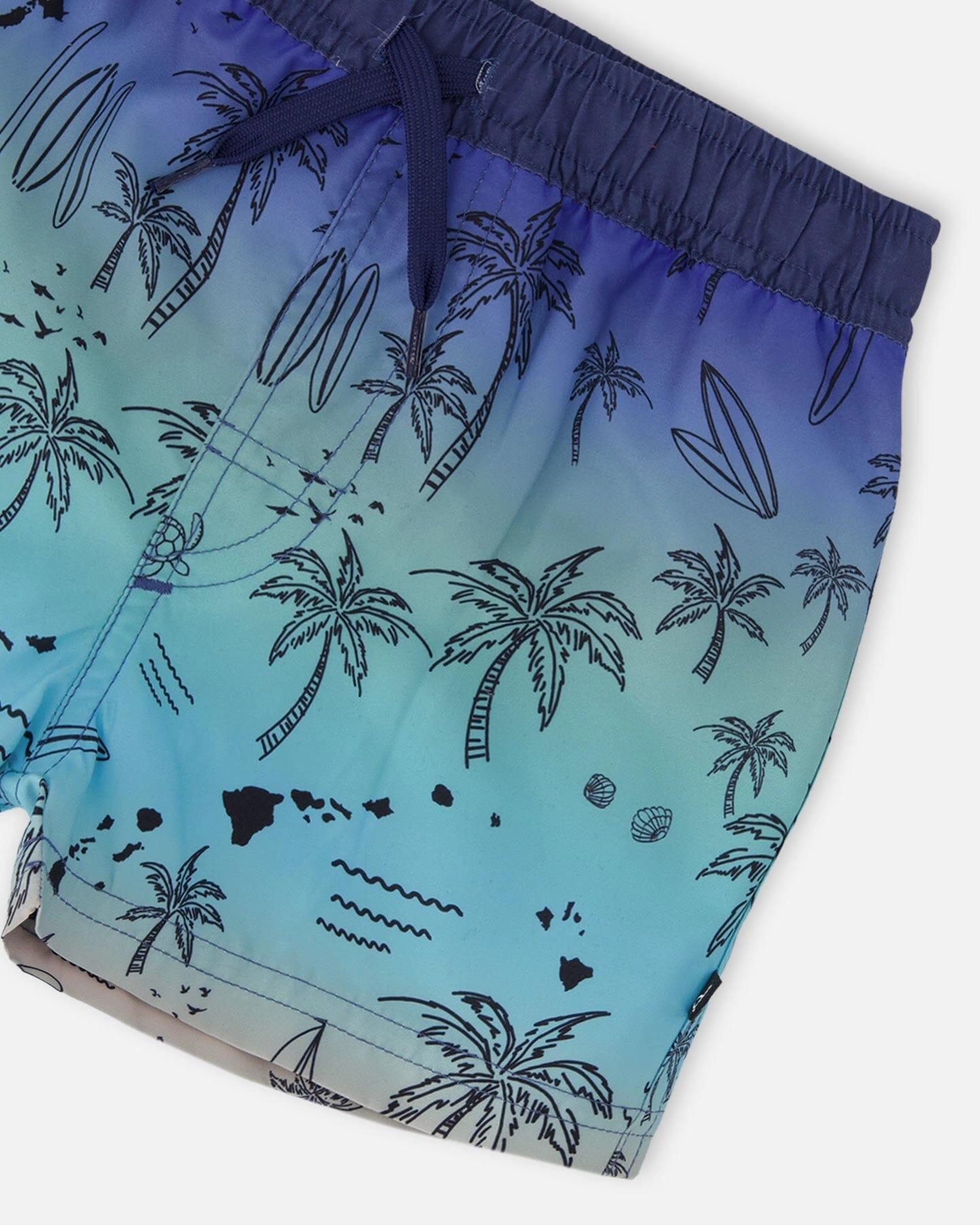 Deux par Boys Beach Print Adjustable Drawstring Boardshorts