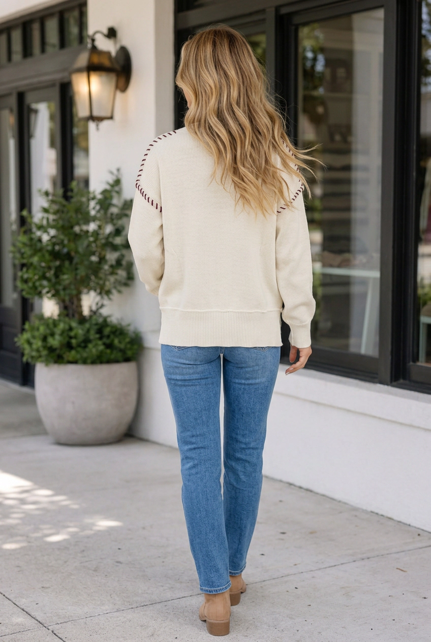 Threaded Pear Women's Jazmine Letter Print Pullover Sweater