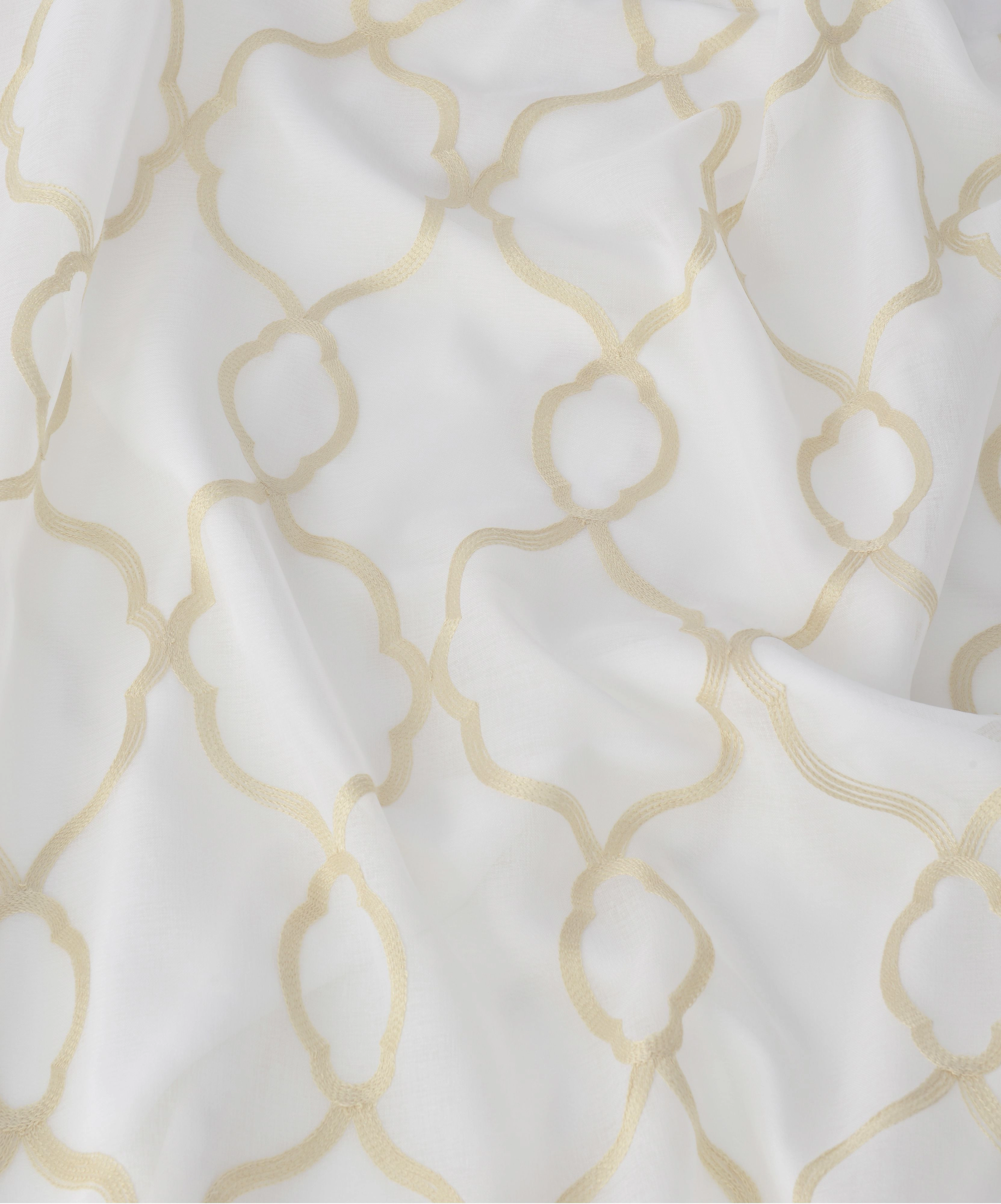 Kate Aurora 2 Pack Geo Trellis Double Layered Sheer Embroidered Grommet Curtains