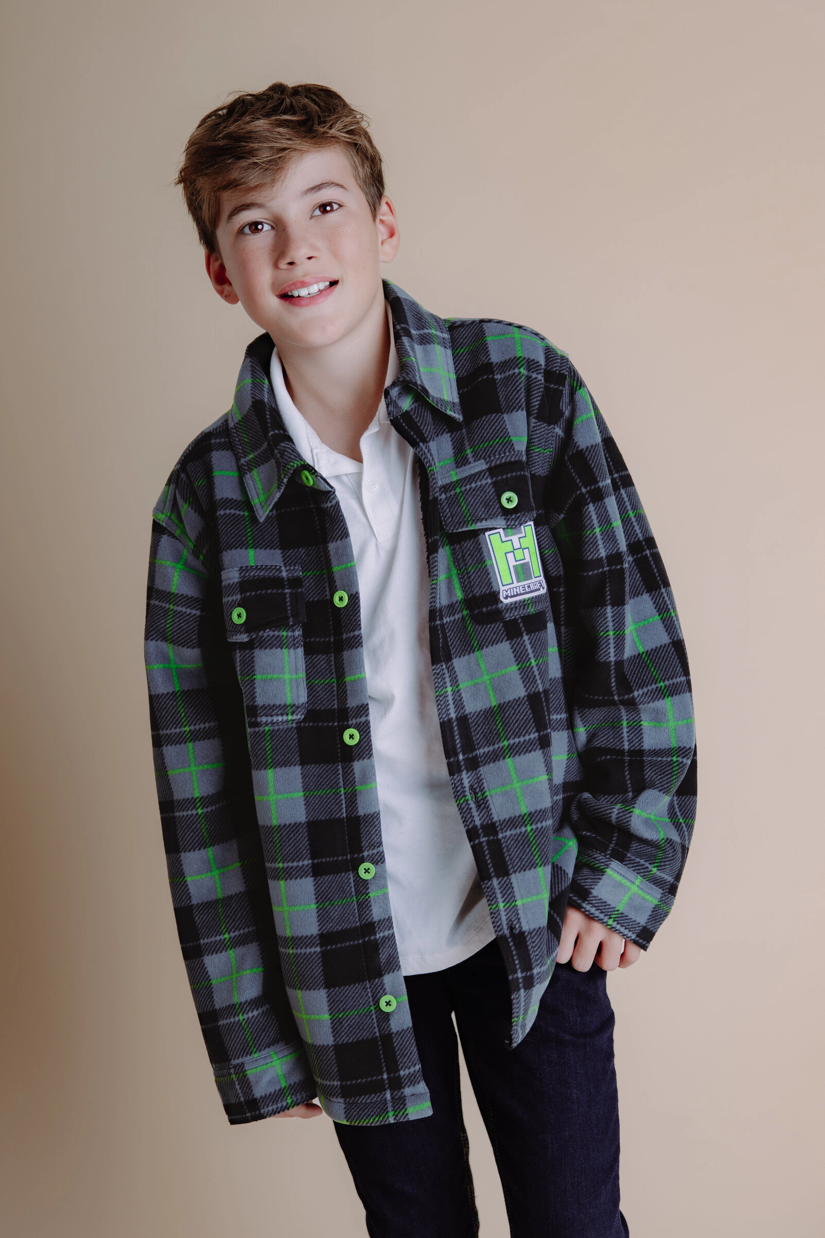 Minecraft Creeper Boys' Fleece Lined Shacket