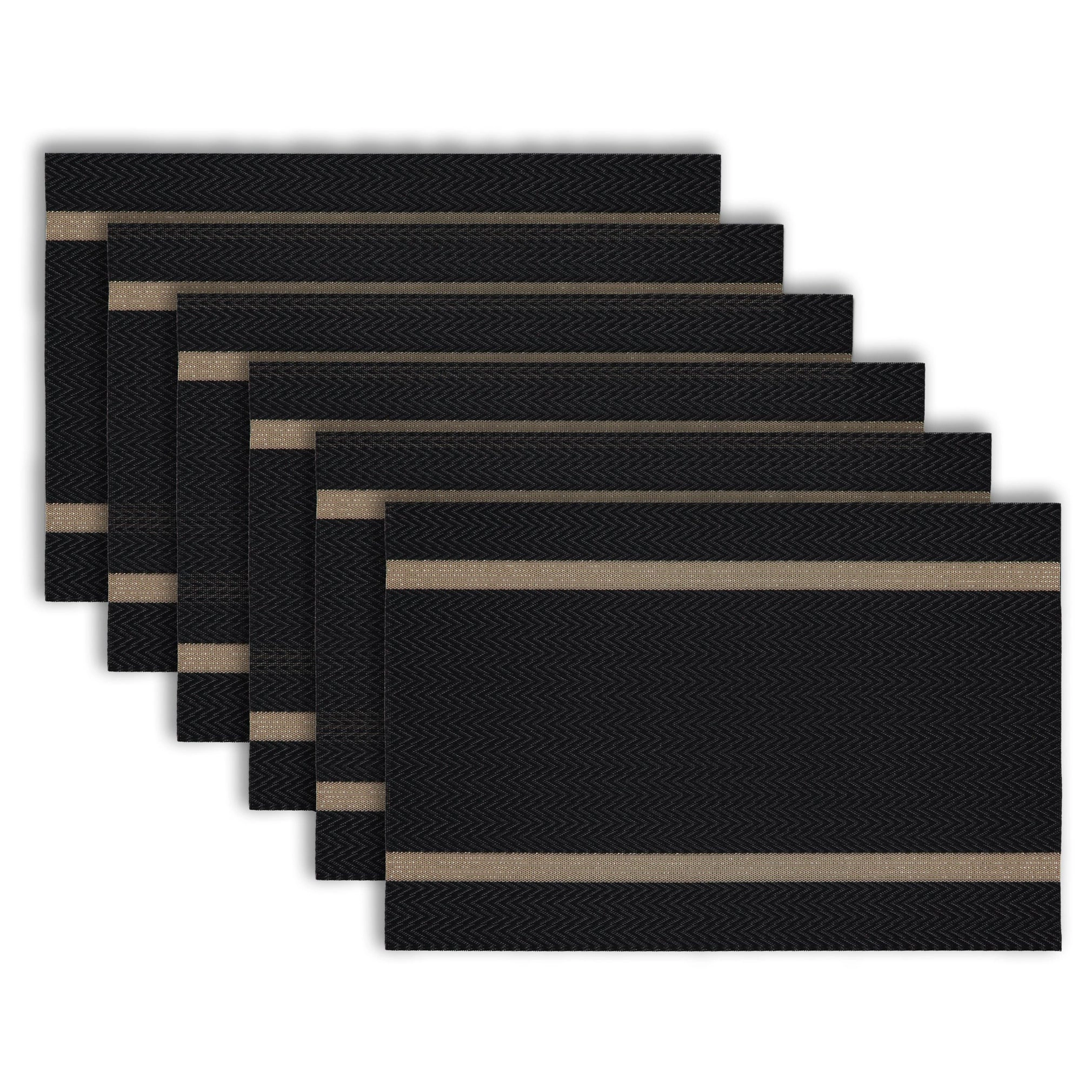Dainty Home Annandale Woven Vinyl Reversible Rectangular 12" x 18" Placemat Set of 6