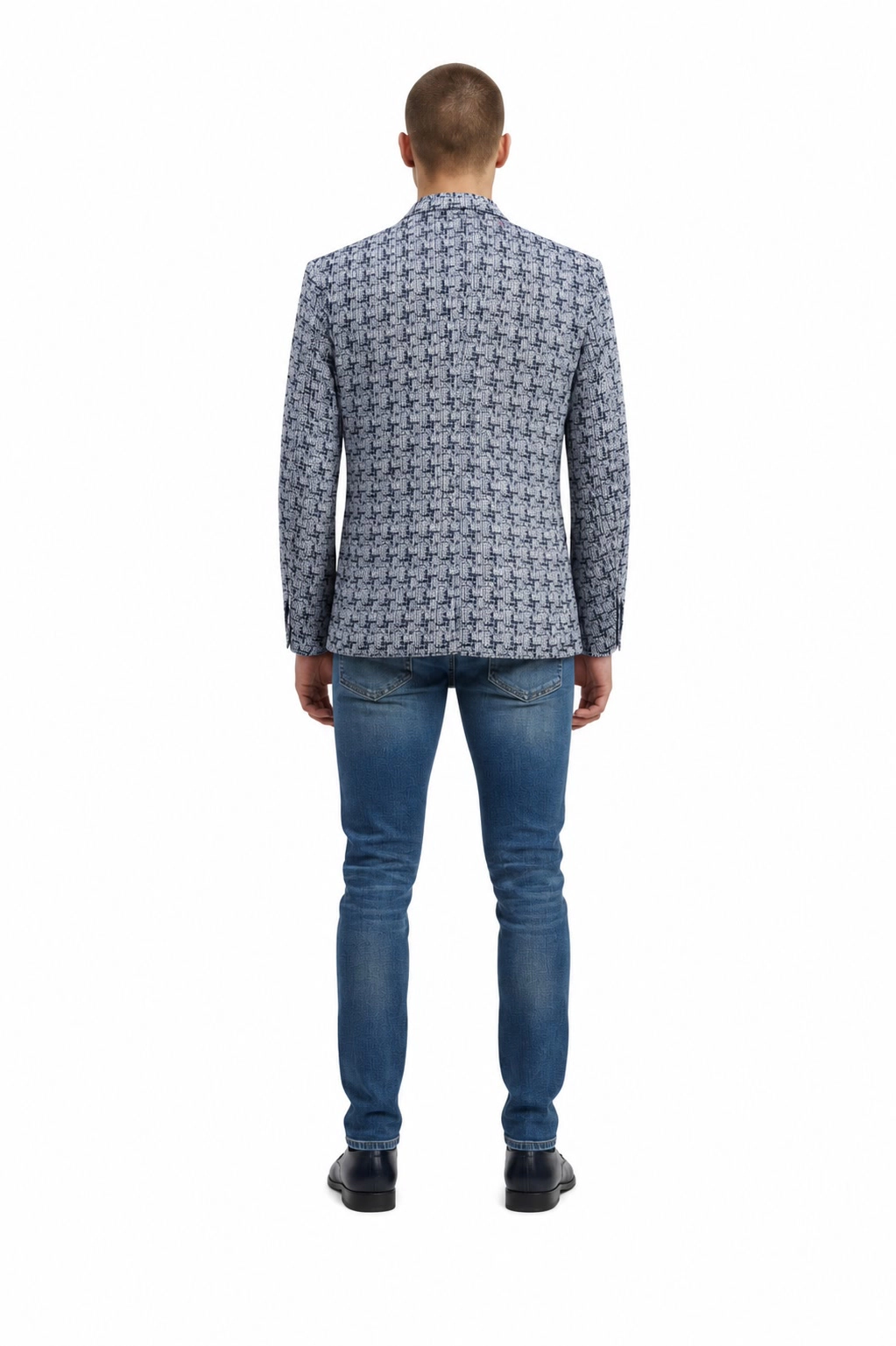 Elie Balleh Men's Slim Fit Houndtooth Brocade Blazer