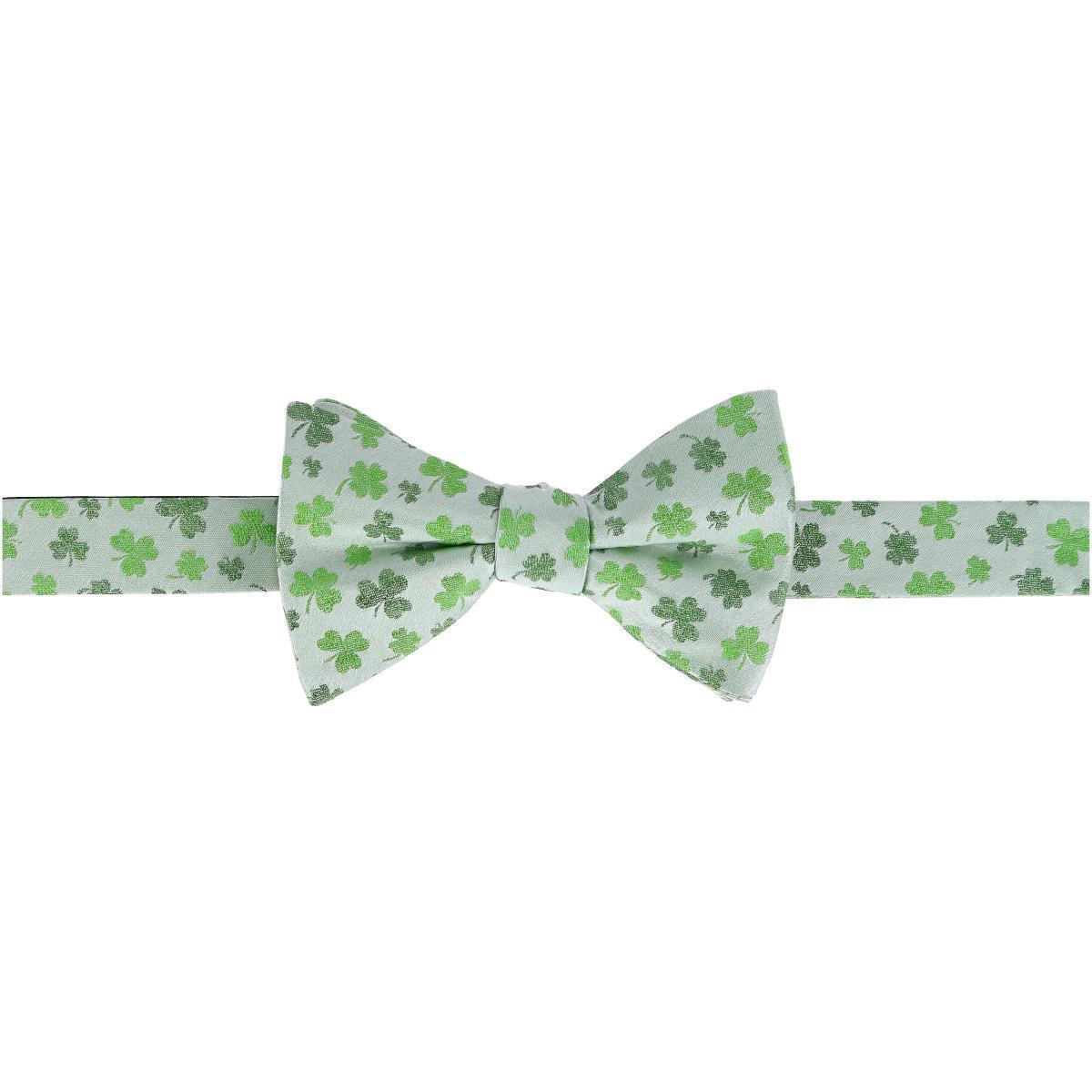Trafalgar White Shamrock Novelty Silk Bow Tie