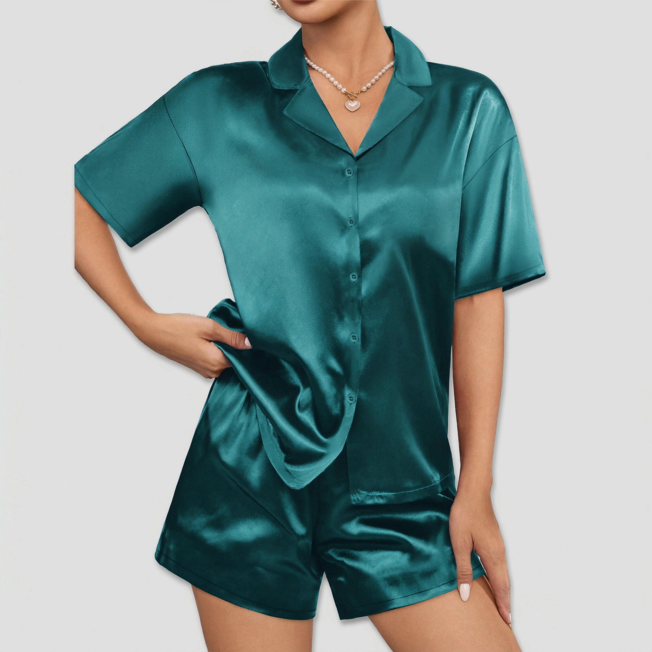 Ekouaer Womens Pajamas Set Short Sleeve Sleepwear Button Down Top and Shorts Loungewear