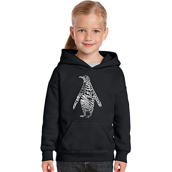 LA Pop Art Girls Word Art Hoodie - Penguin