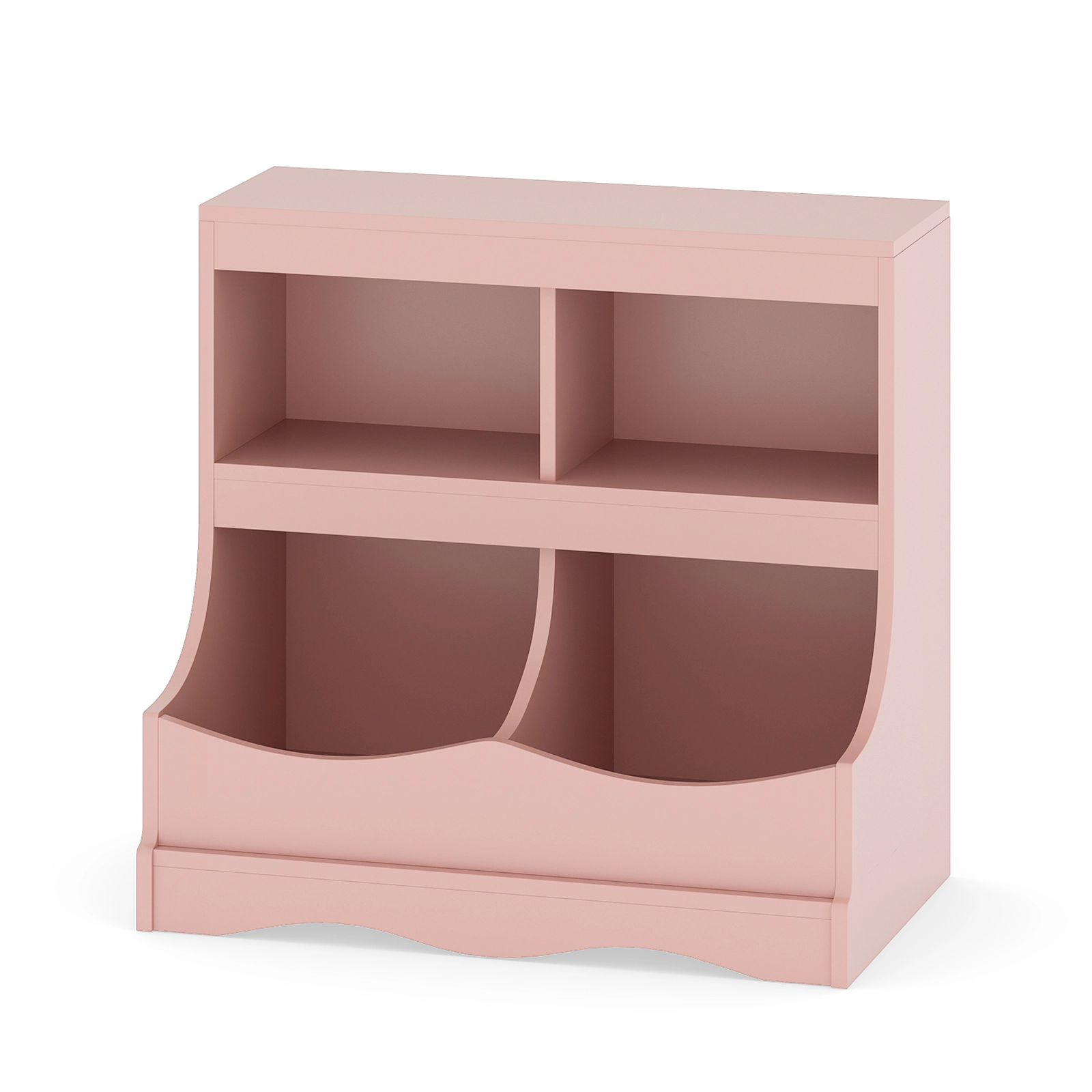 SUGIFT 4-Cubby Engineered Wood Toy Storage Organizer Kids Bookcase 132-lb Capacity Pink
