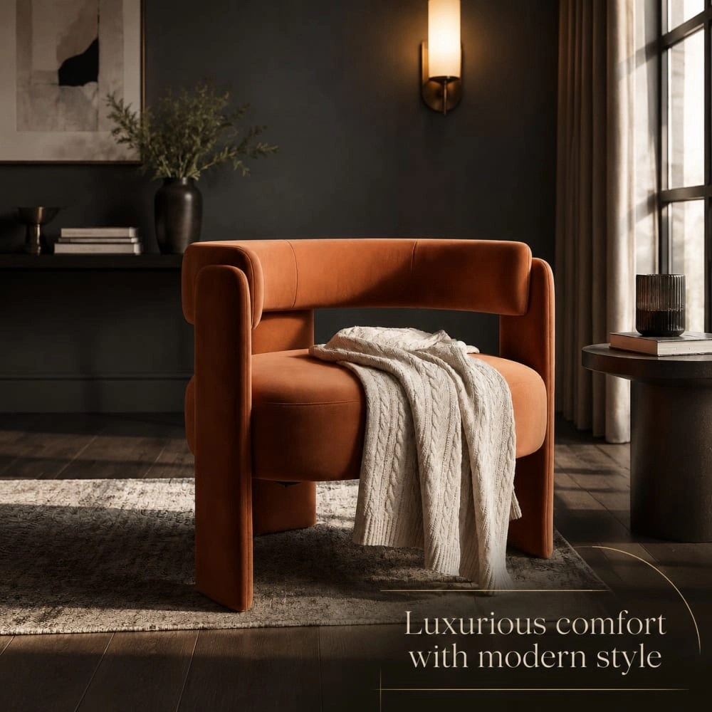 GOODSILO Modern Upholstered Accent Chair Solid Frame