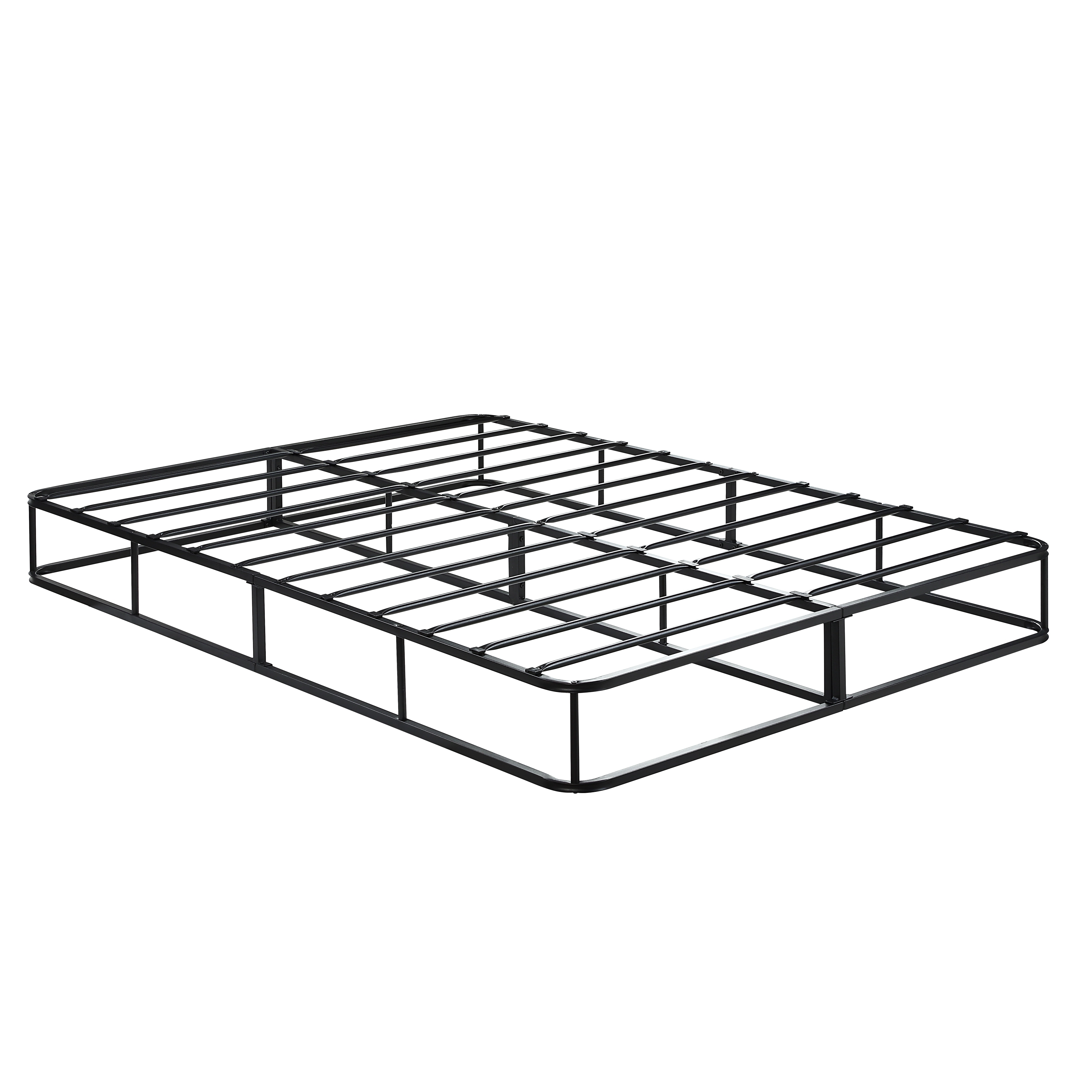 Flynama Queen Mattress Foundation, Black Metal Frame with Textured Fabric Cover