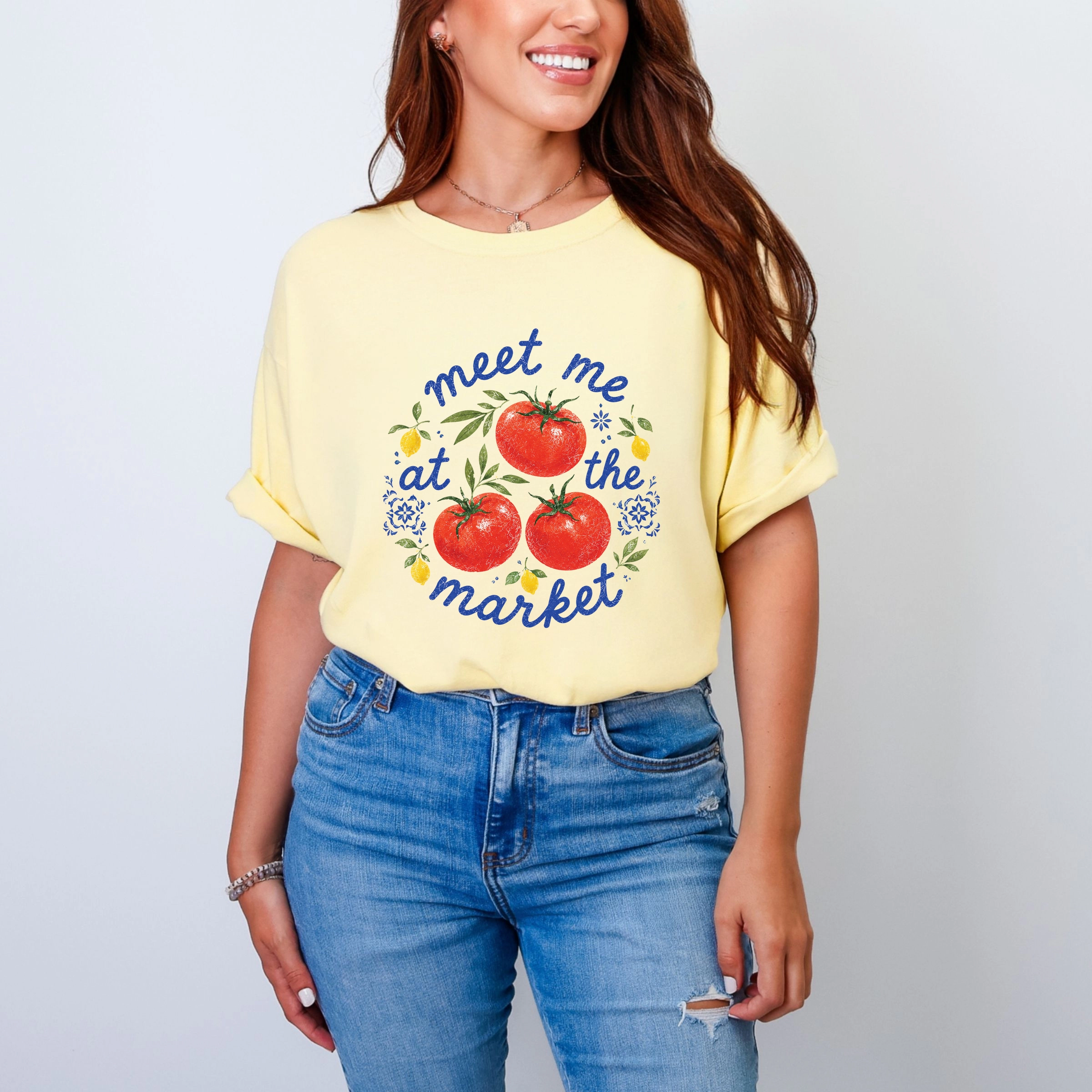 Simply Sage Market - Women's Garment Dyed Graphic T-Shirt Meet Me at the Tomatoes
