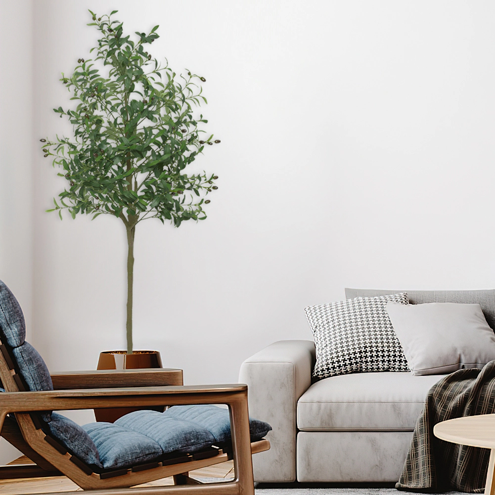 Faux Olive Tree 5Ft, Fake Black Olive Tree with Pot, Indoor Tall Artificial Plants for Living Room Home Office
